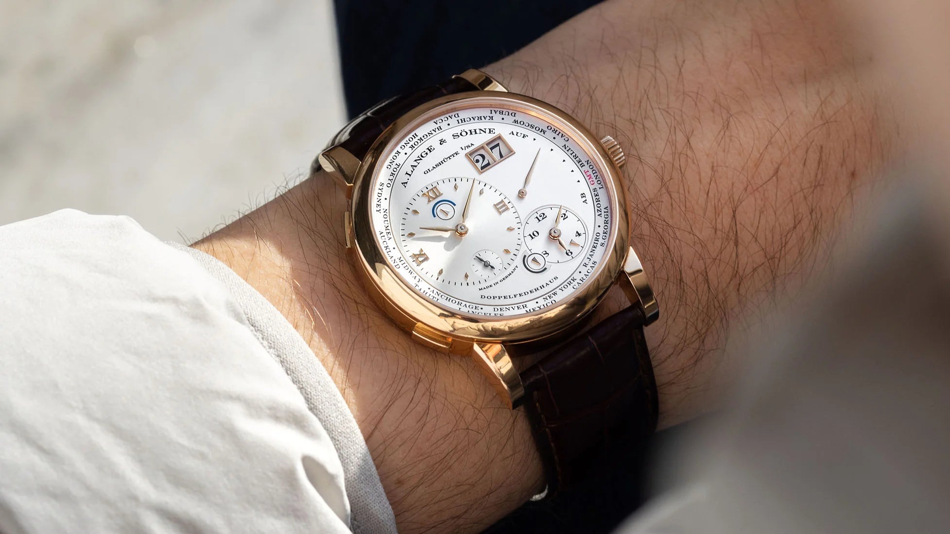 Uhrenarmbänder für A. Lange & Söhne Lange 1 Time Zone Pink Gold