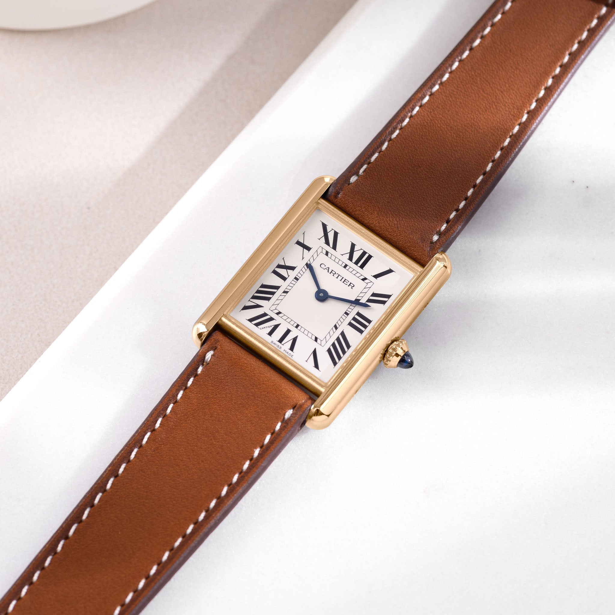Uhrenarmband für Cartier Tank Louis (2021-2024) - The Barenia Cognac Brown