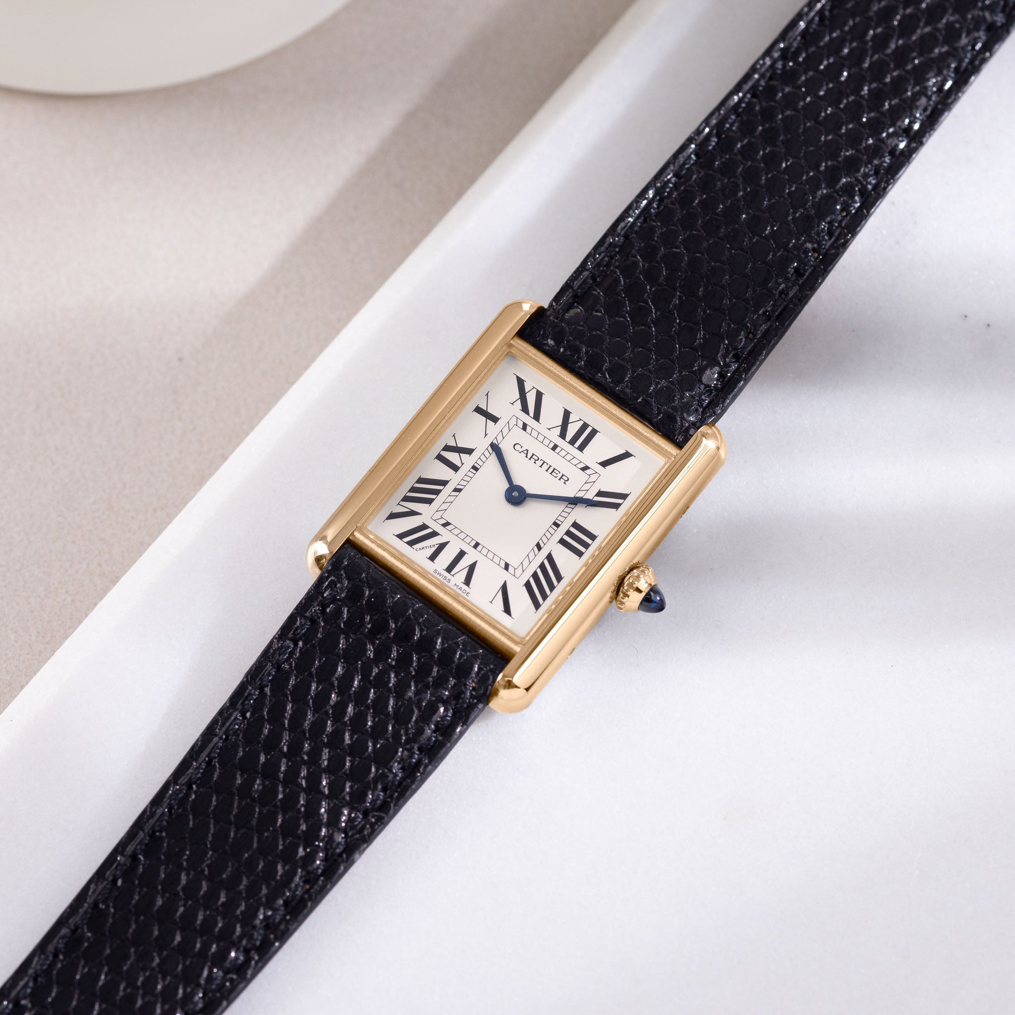 Uhrenarmband für Cartier Tank Louis (2021-2024) - The Slim Black Lizard
