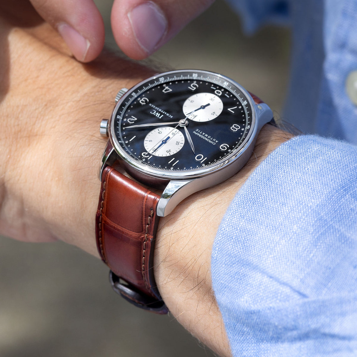 Strap for IWC Portugieser 20 mm - The Brown Full Cut Alligator Watch Strap