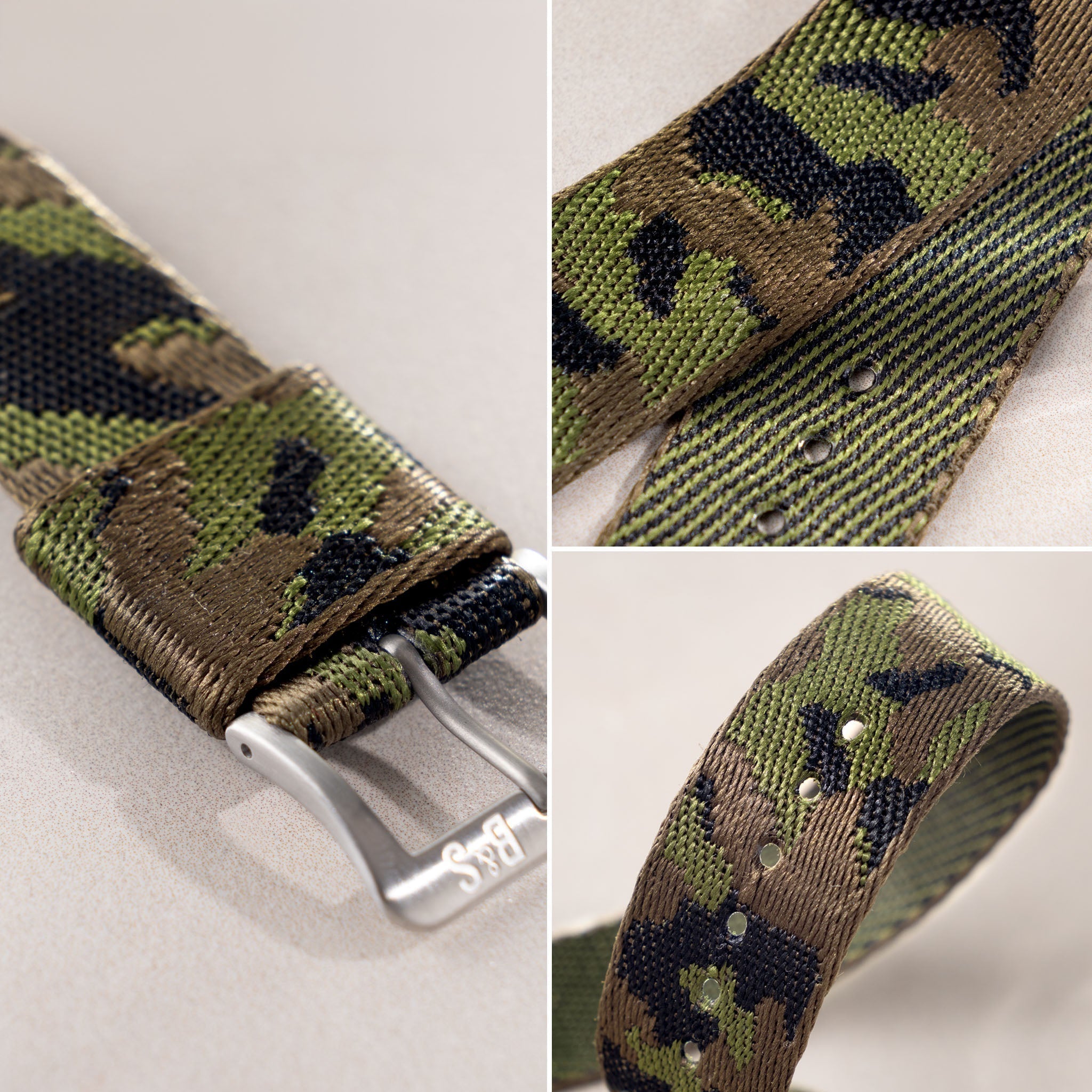 One Piece Single Pass Jungle Camo Jacquard Watch Strap