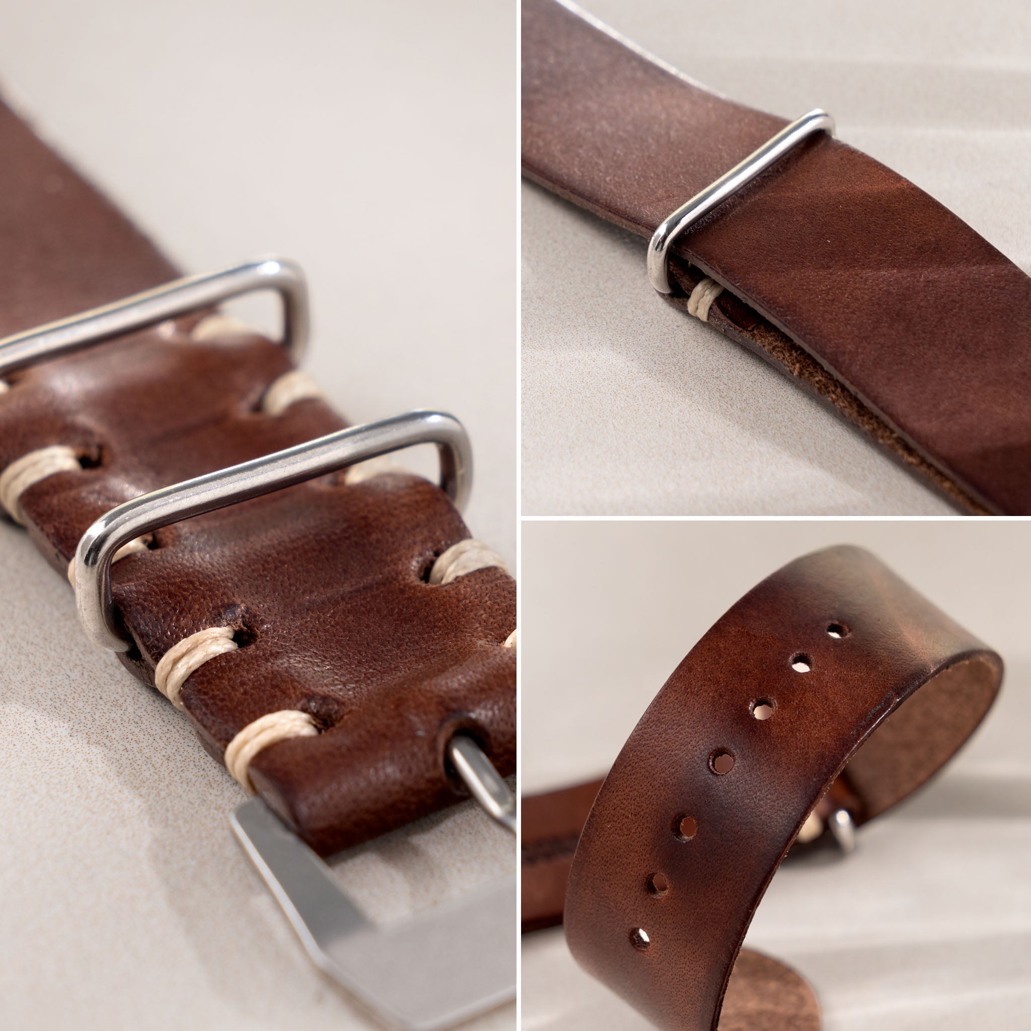 Chestnut Brown Single Pass Leather Watch Strap