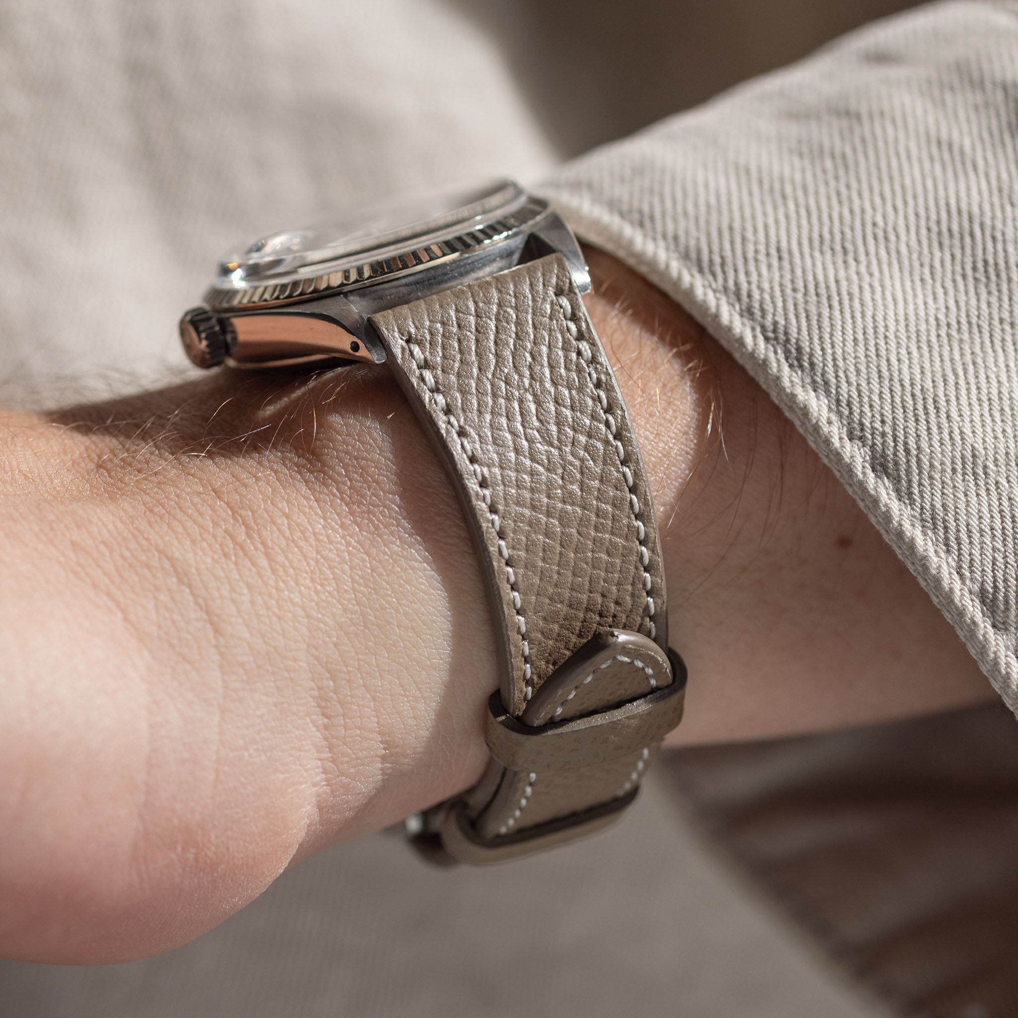 Marston Calf Taupe Grey Leather Watch Strap