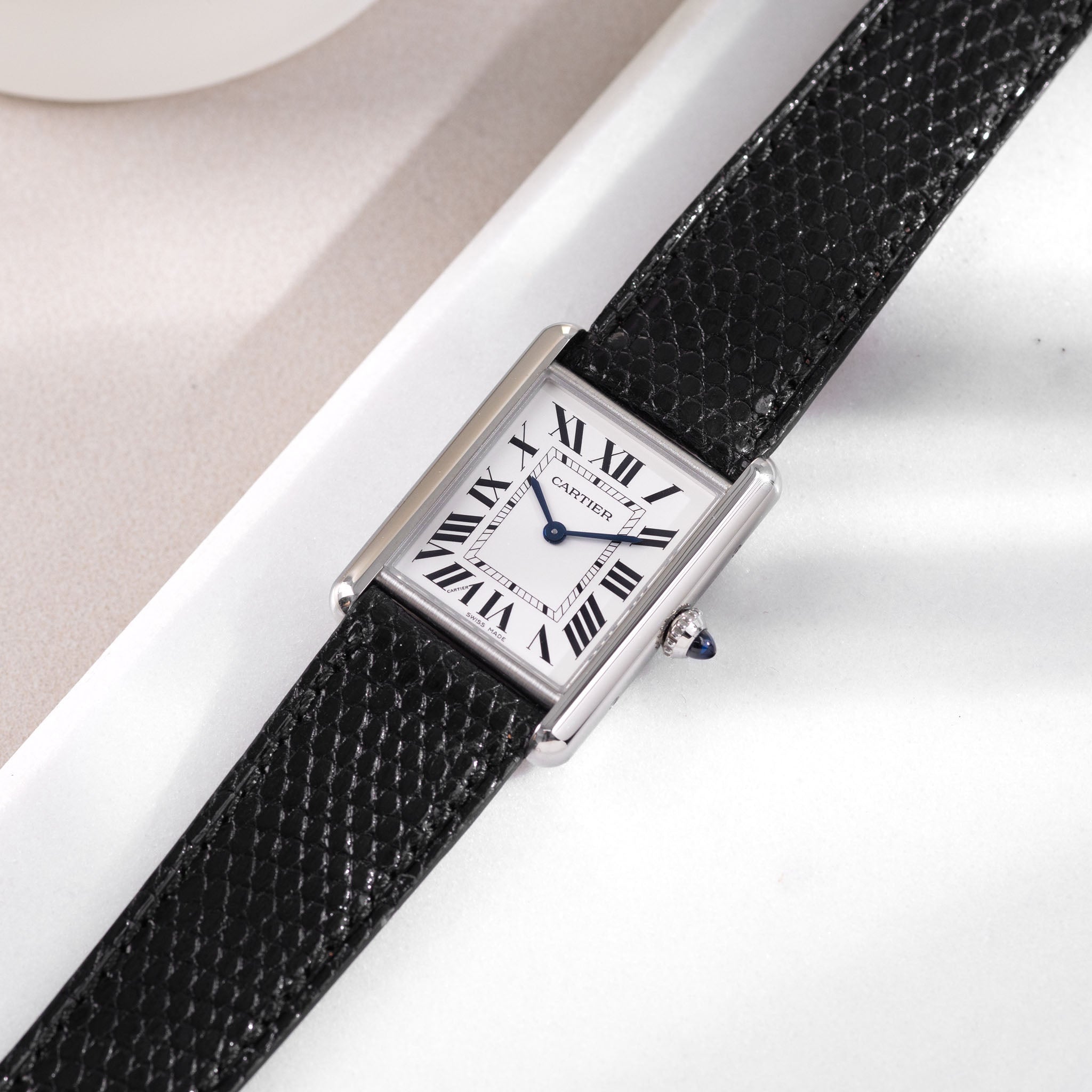 Uhrenarmband für Cartier Tank Must (2021-2024) - The Slim Black Lizard