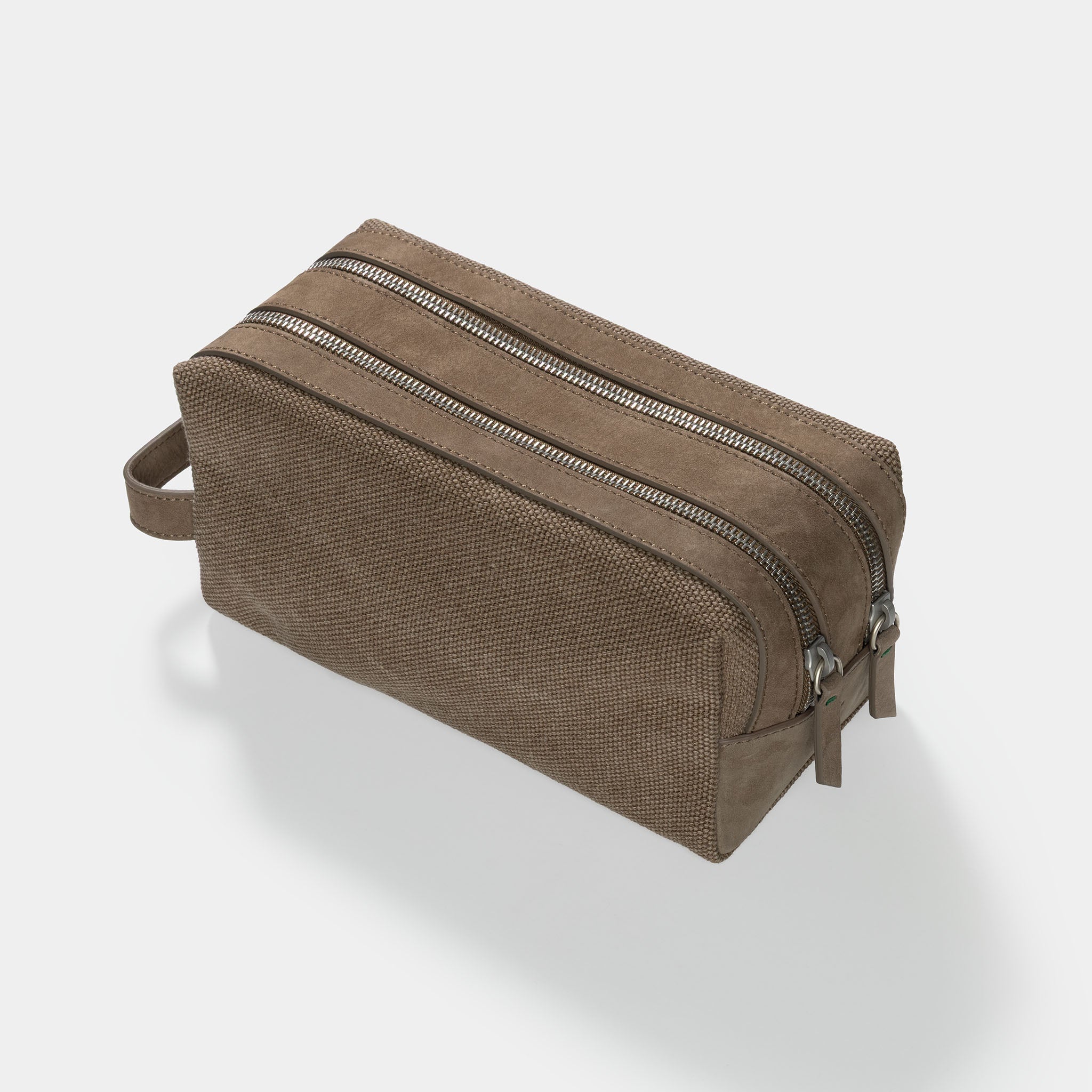 Rolex Toiletry Bag Taupe Coloured in Canvas and Suede