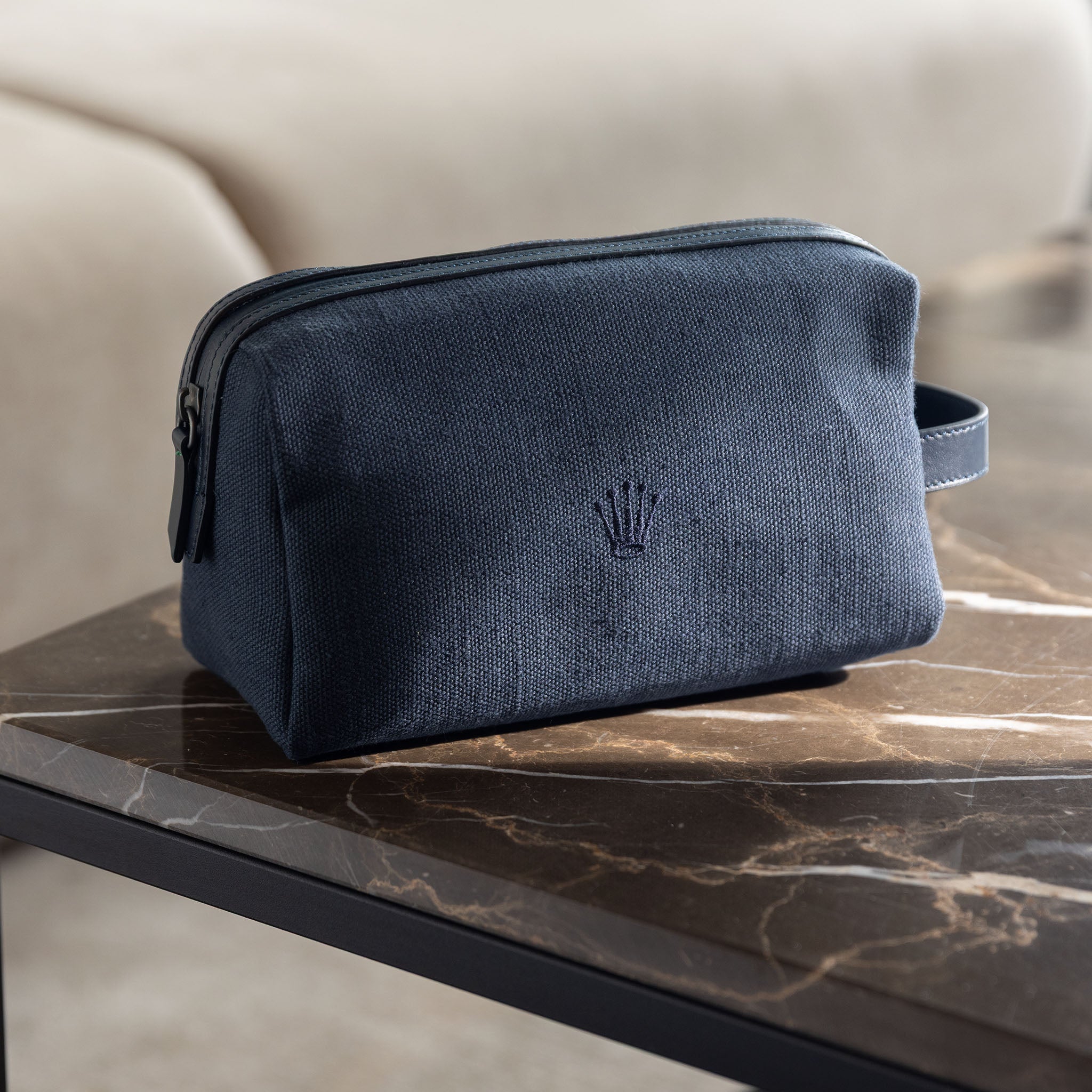 Rolex blue canvas Toiletery bag