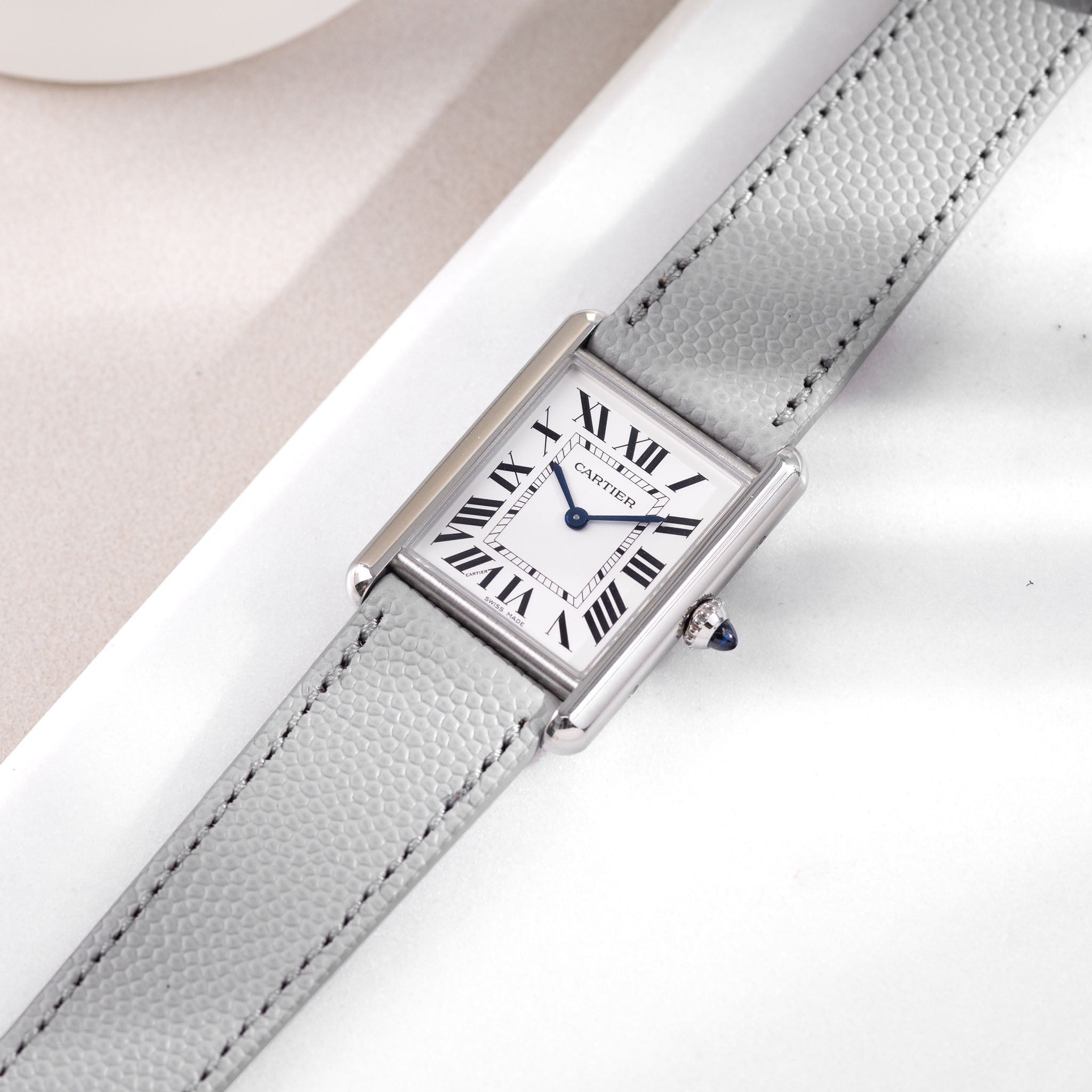 Uhrenarmband für Cartier Tank Must (2021-2024) - The Pebbled Bright Grey