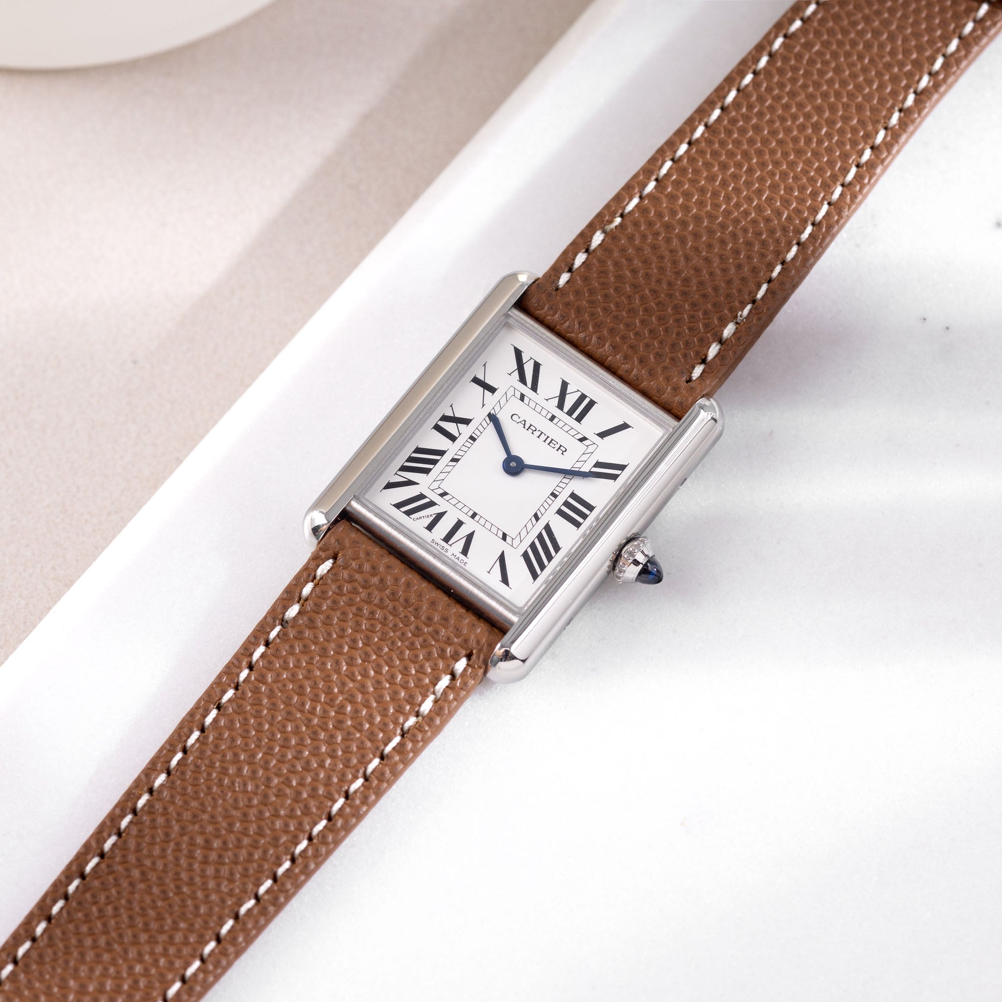 Uhrenarmband für Cartier Tank Must (2021-2024) - The Pebbled Brown