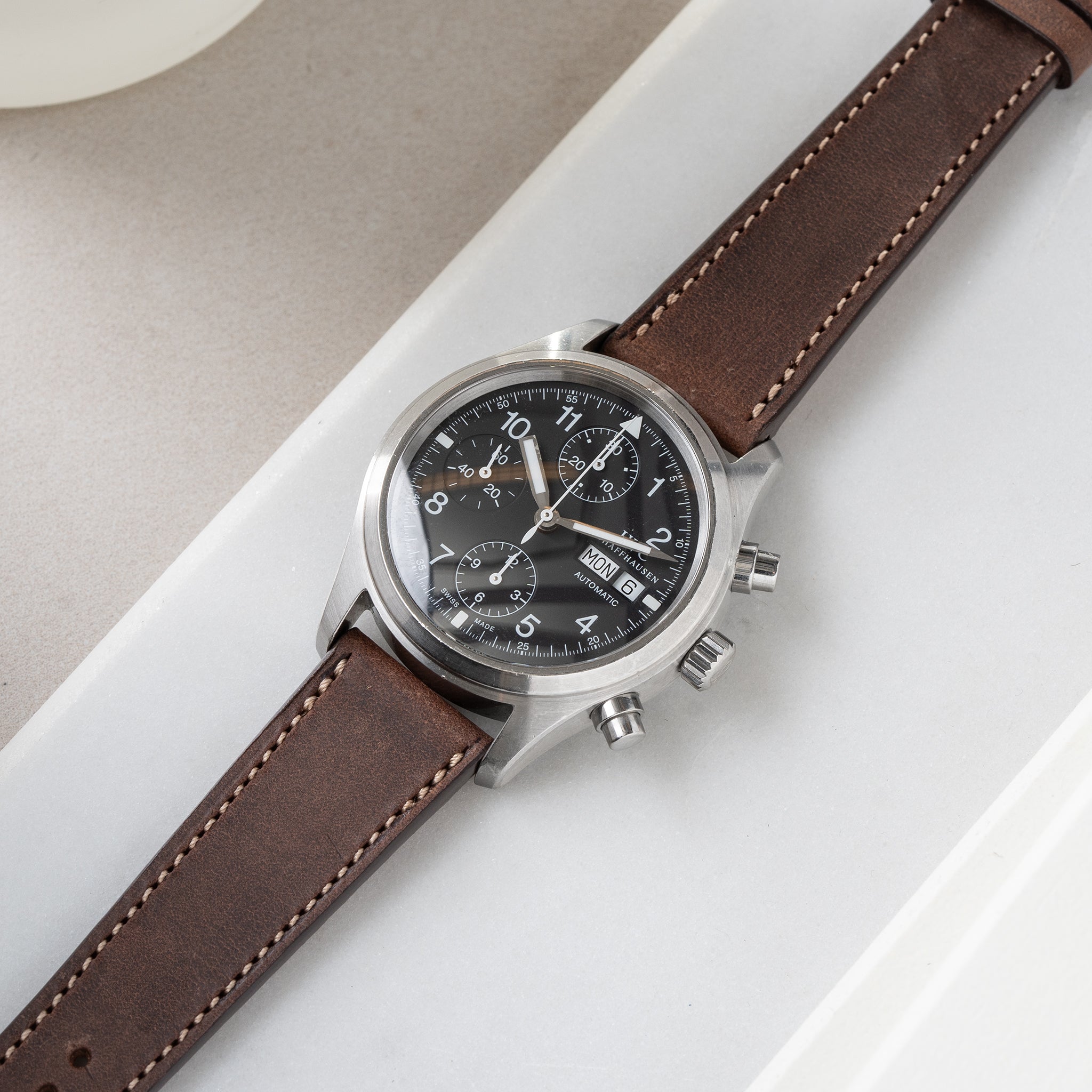 Uhrenarmband für IWC Flieger Chronograph - Faded Brown Leather (20mm)