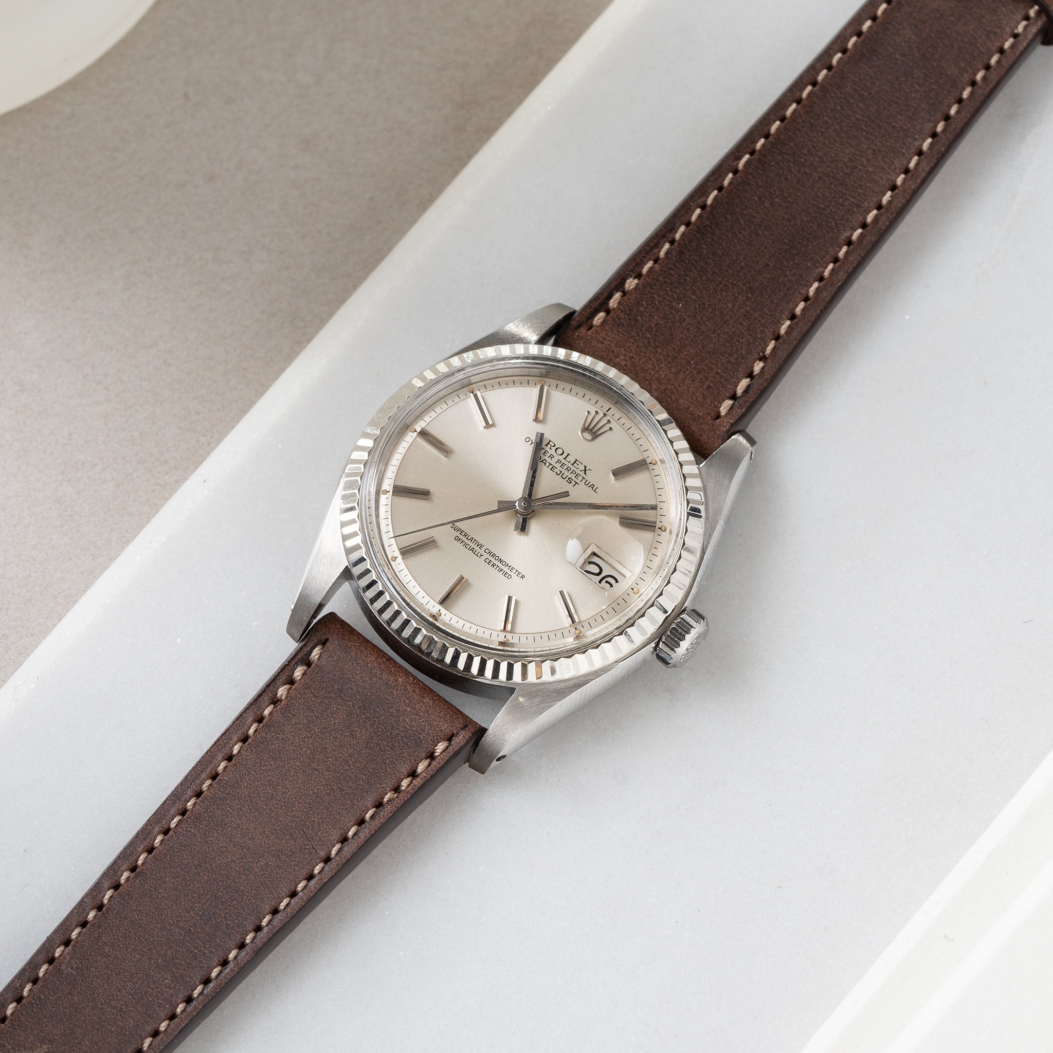 Uhrenarmband für Rolex Datejust 1601 1603 16014 16030 - Dry Soil Brown Leather