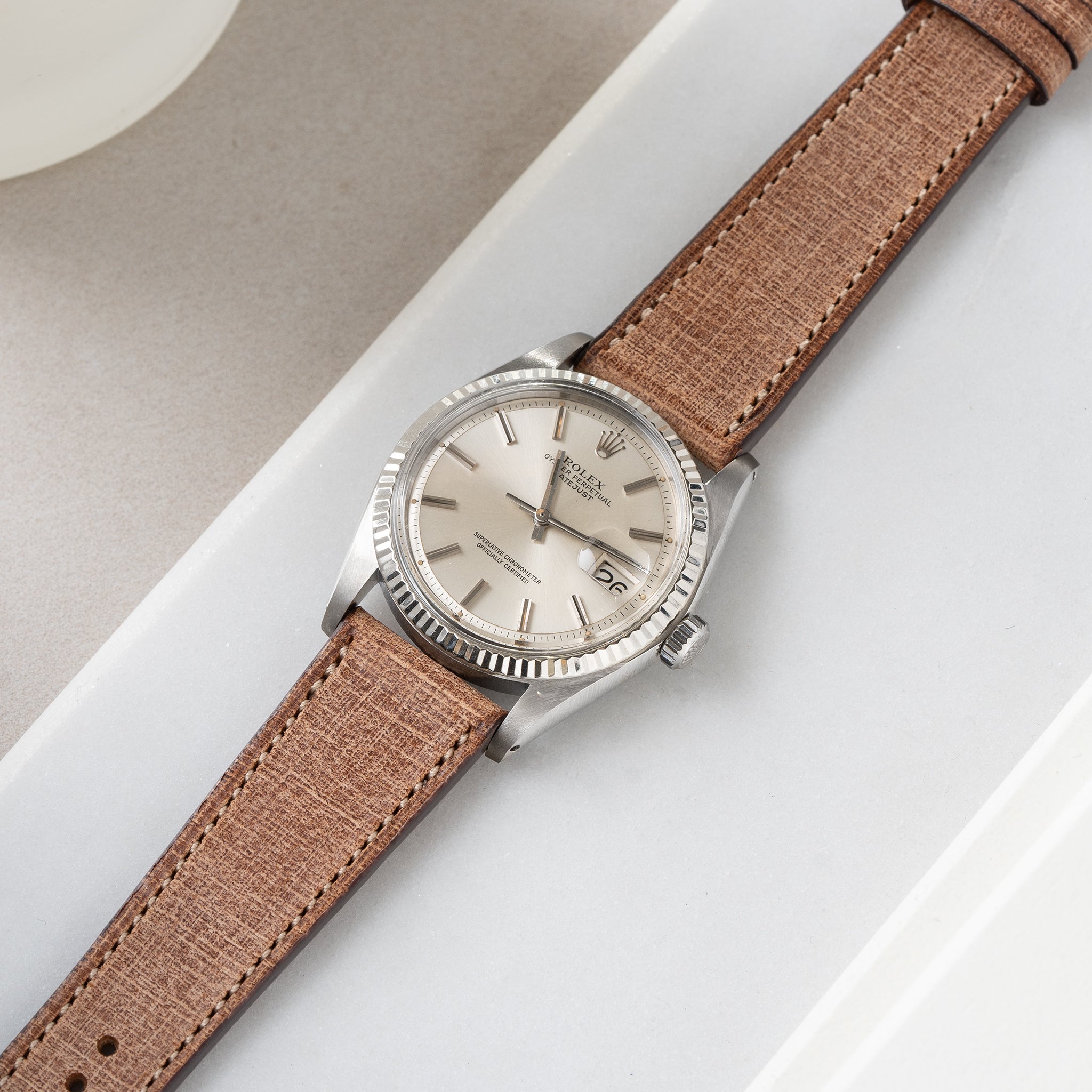 Uhrenarmband für Rolex Datejust 1601 1603 16014 16030 - Elegant Brown Linen Leather