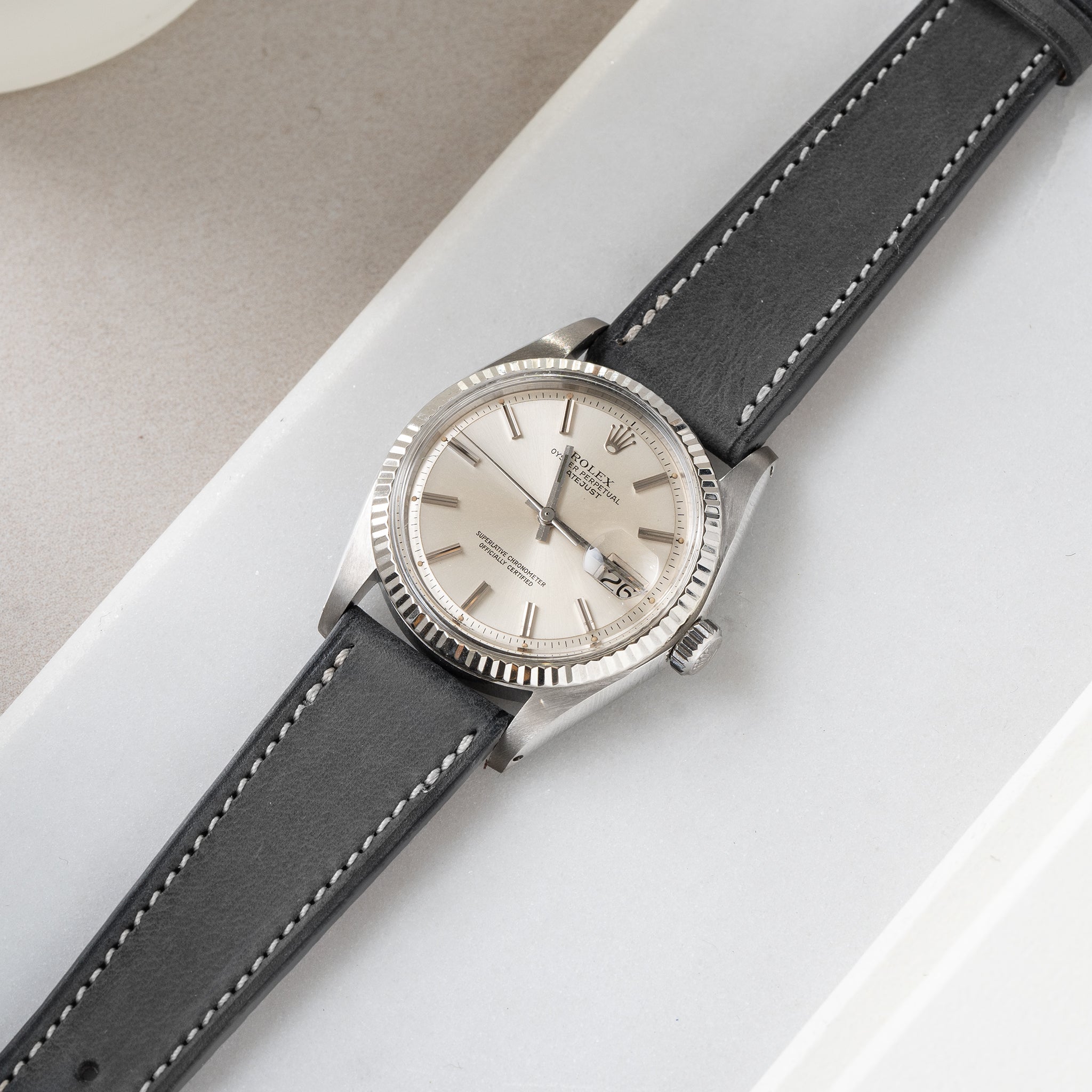 Uhrenarmband für Rolex Datejust 1601 1603 16014 16030 - Dark Ash Grey Leather