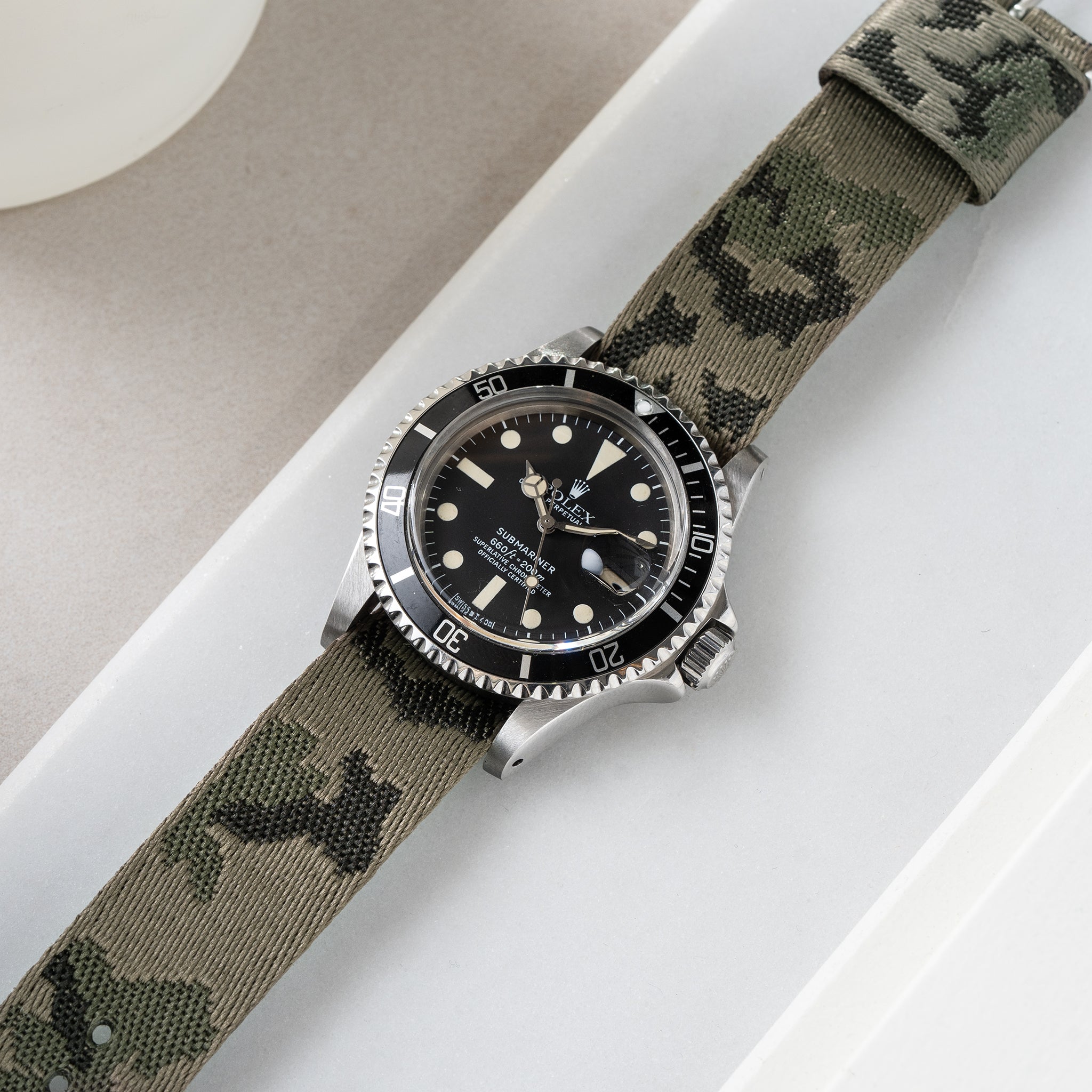 Uhrenarmband für Rolex Submariner 5513 & 1680 - Single Pass Forest Camo Jacquard