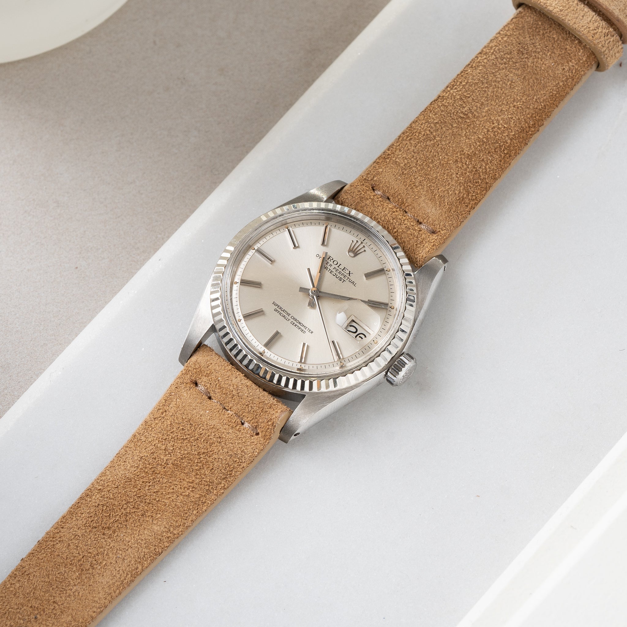 Uhrenarmband für Rolex Datejust 1601 1603 16014 16030 - Camel Brown Silky Suede Leather