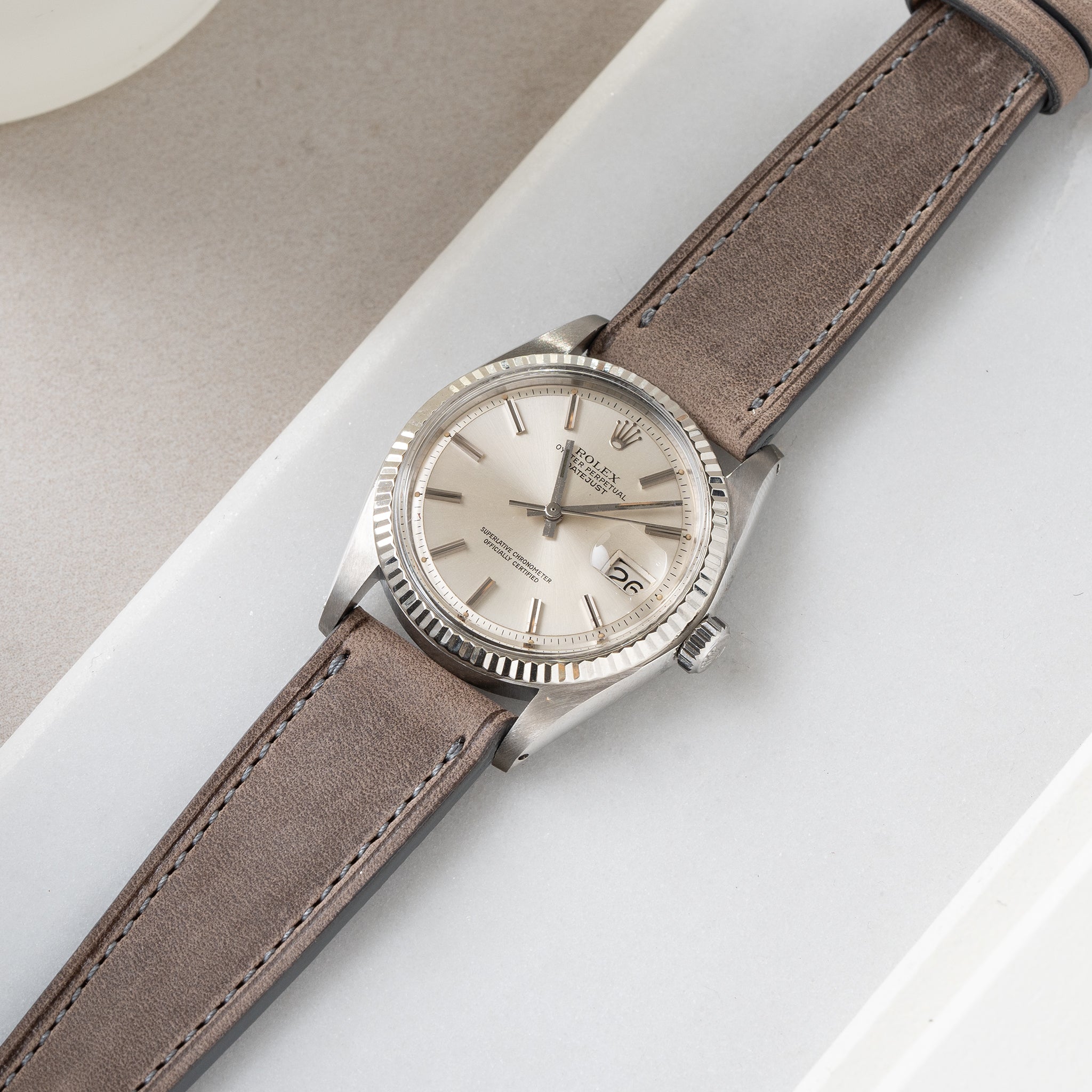 Uhrenarmband für Rolex Datejust 1601 1603 16014 16030 - Dream Wash Taupe Leather