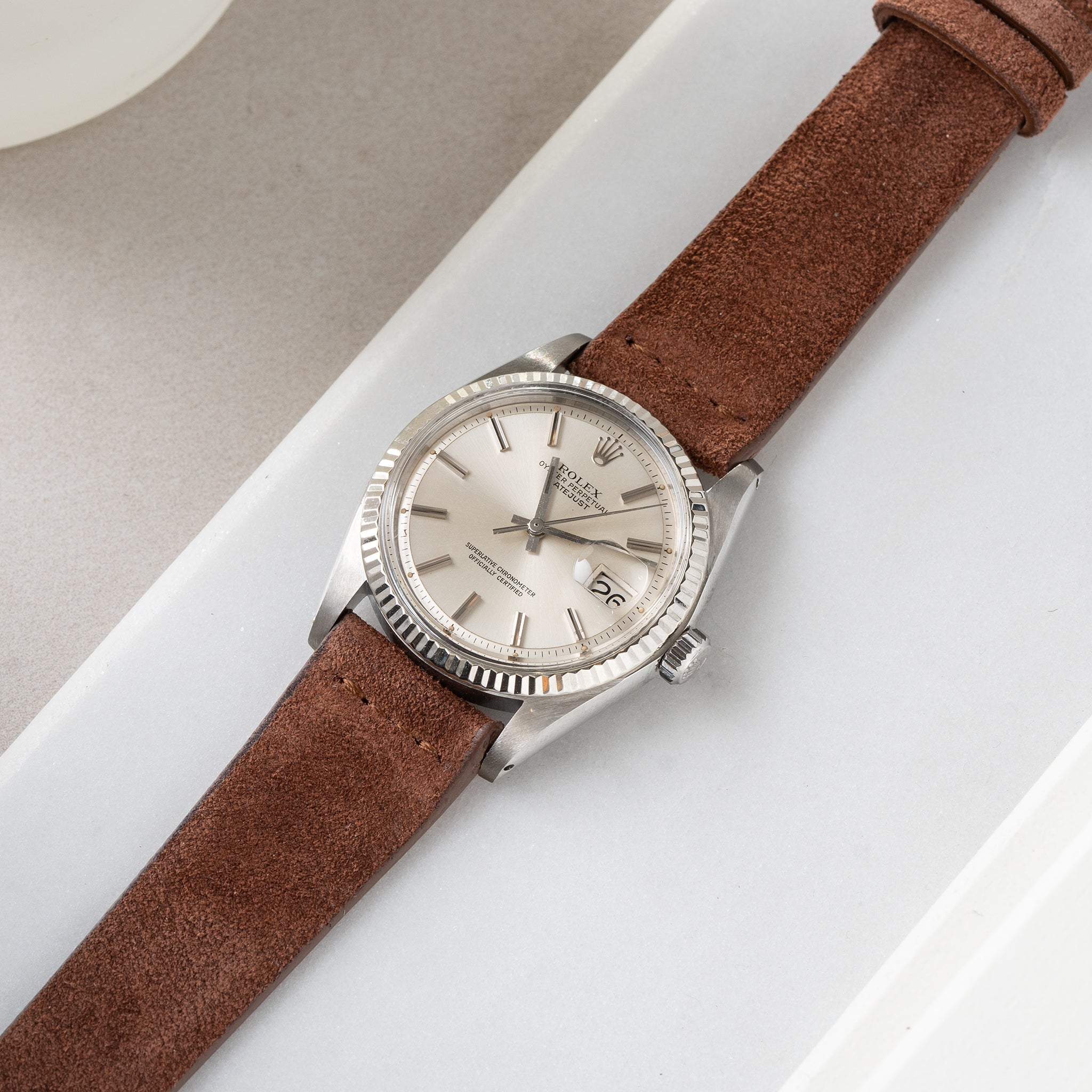 Uhrenarmband für Rolex Datejust 1601 1603 16014 16030 - Cognac Brown Silky Suede