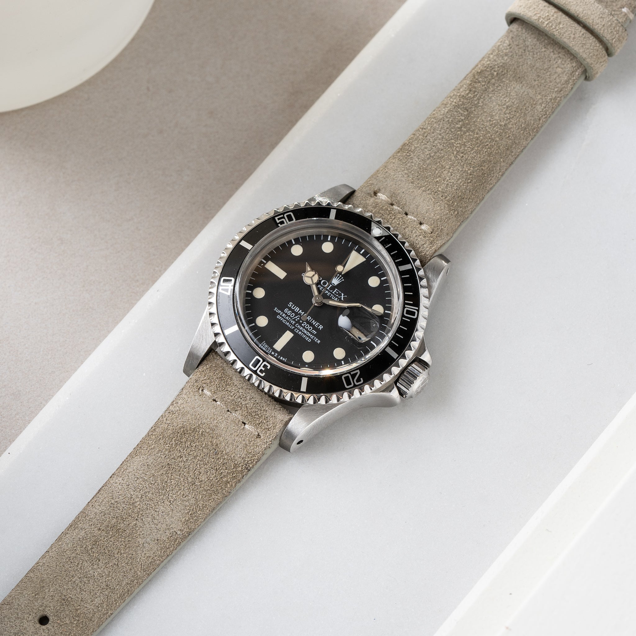 Uhrenarmband für Rolex Submariner 5513 & 1680 - Grey Silky Suede