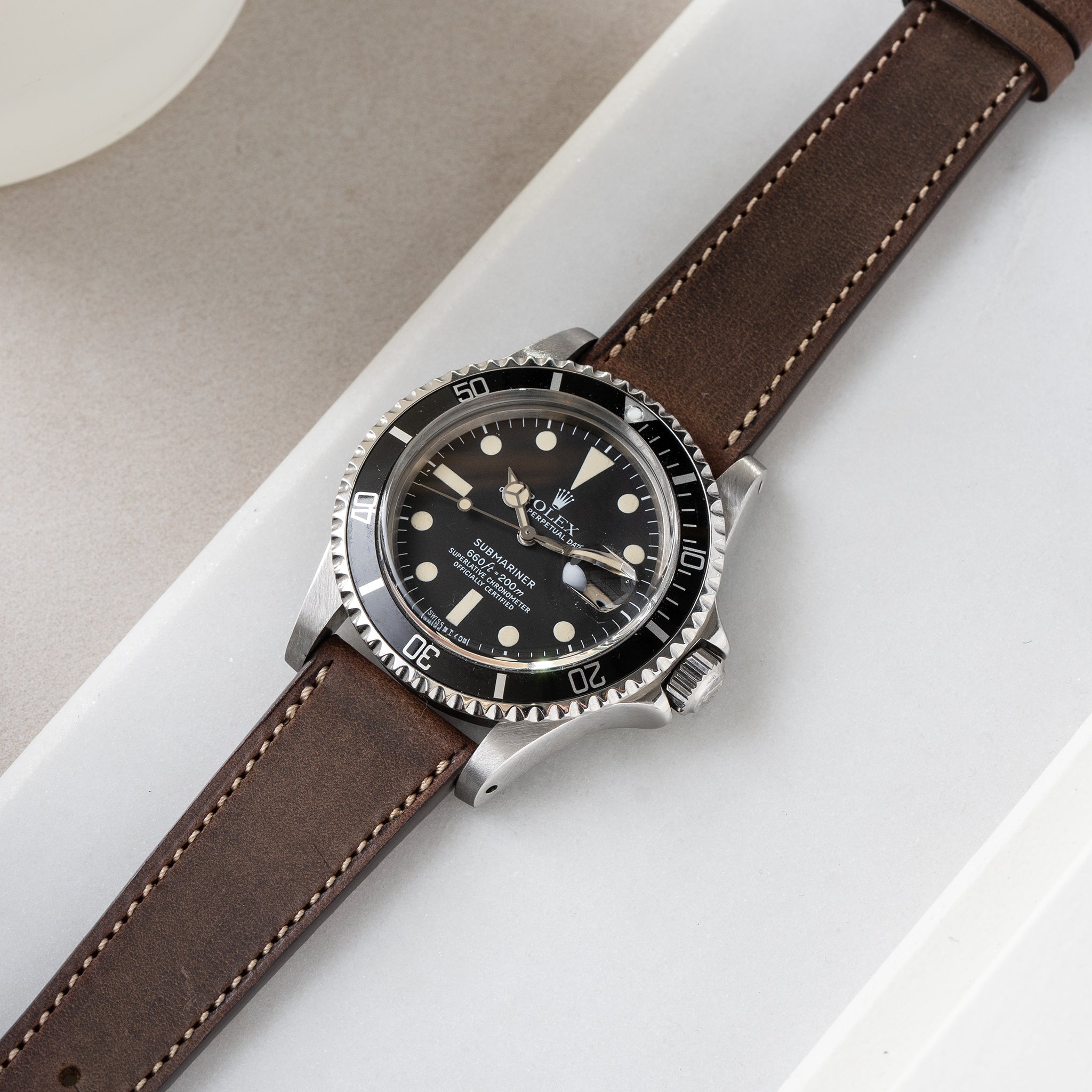 Uhrenarmband für Rolex Submariner 5513 & 1680 - Dry Soil Brown Leather