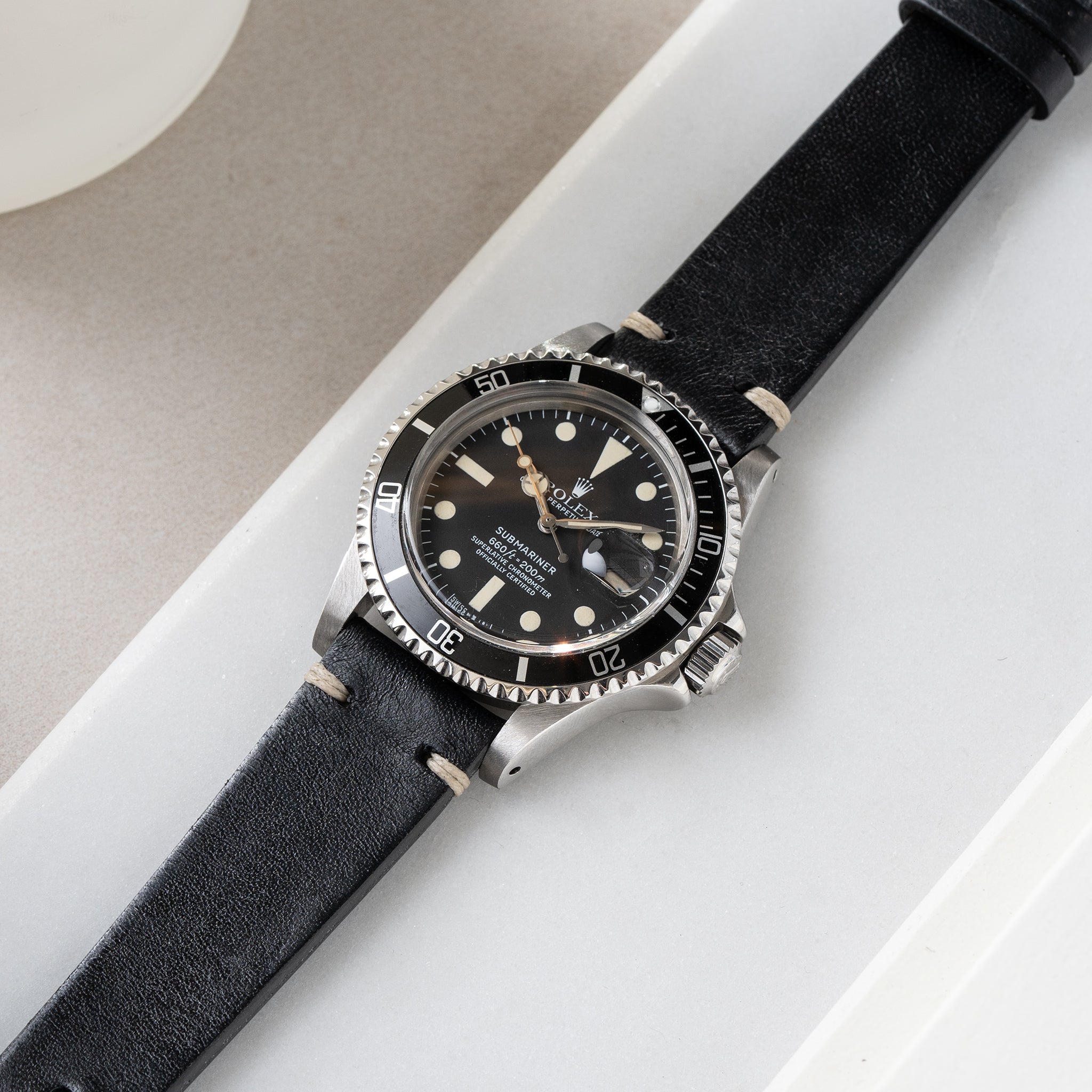 Uhrenarmband für Rolex Submariner 5513 & 1680 - Black Leather Vintage
