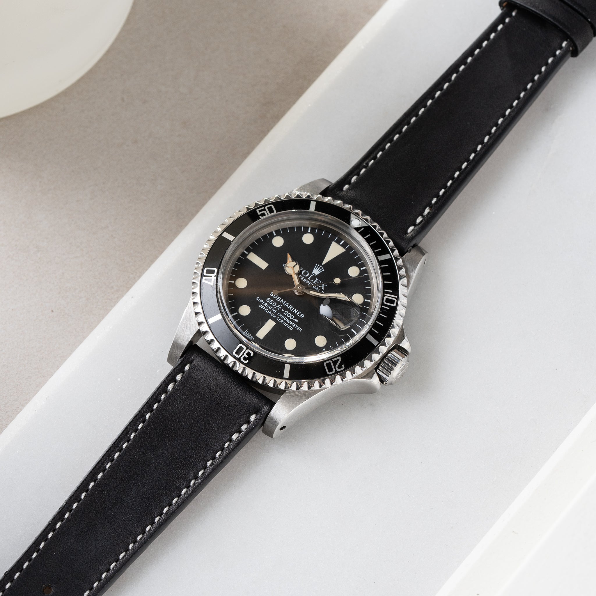 Uhrenarmband für Rolex Submariner 5513 & 1680 - Chevalin Black Leather