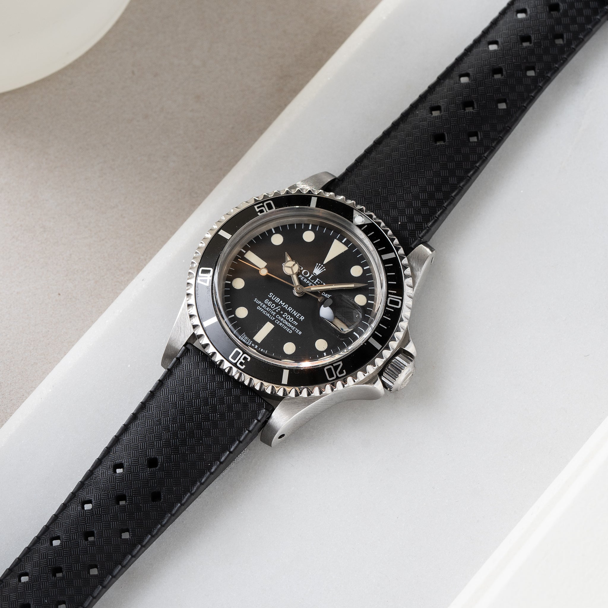 Uhrenarmband für Rolex Submariner 5513 & 1680 - Nautic Basket Weave Black Rubber