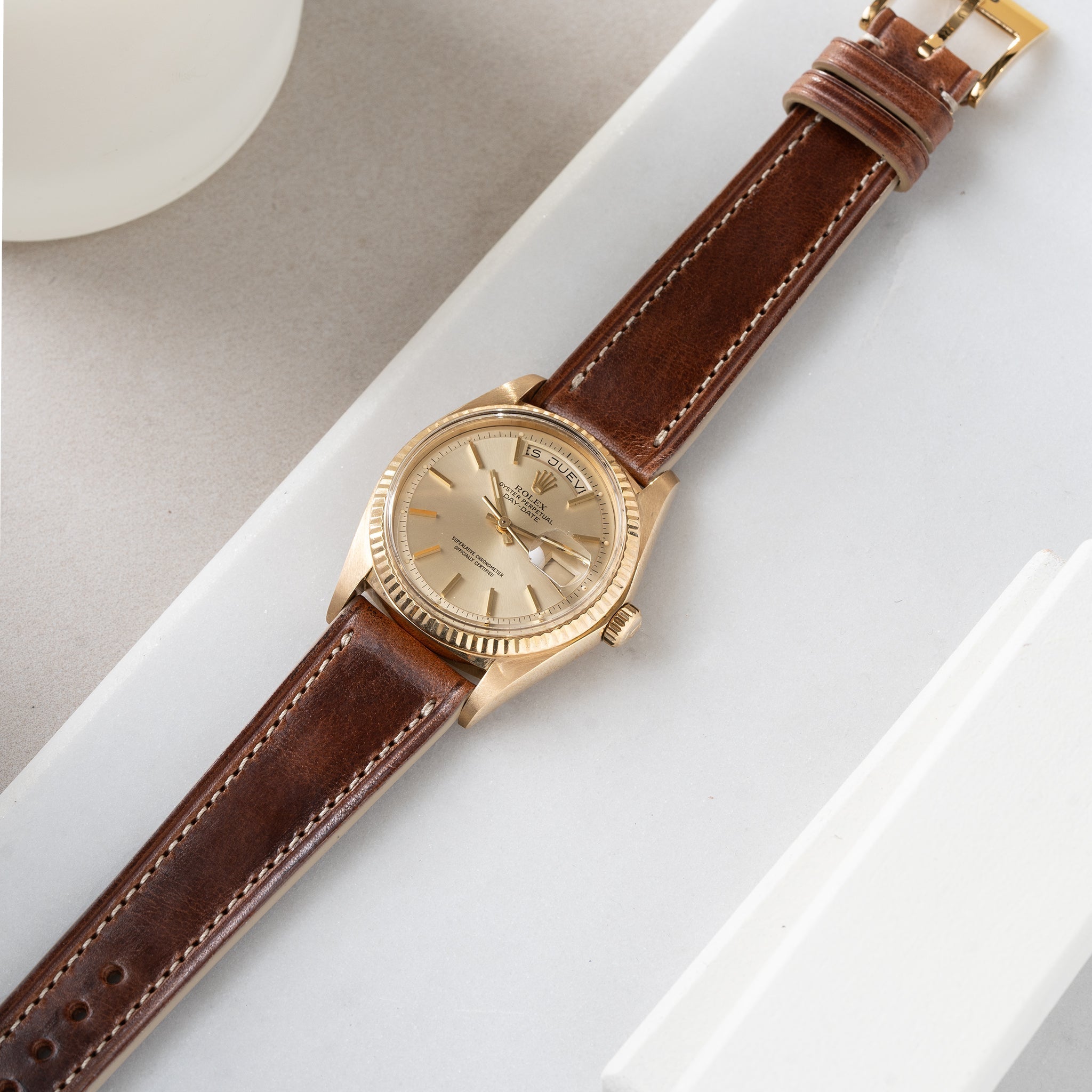 Strap for Rolex Day Date - Siena Brown Retro Leather