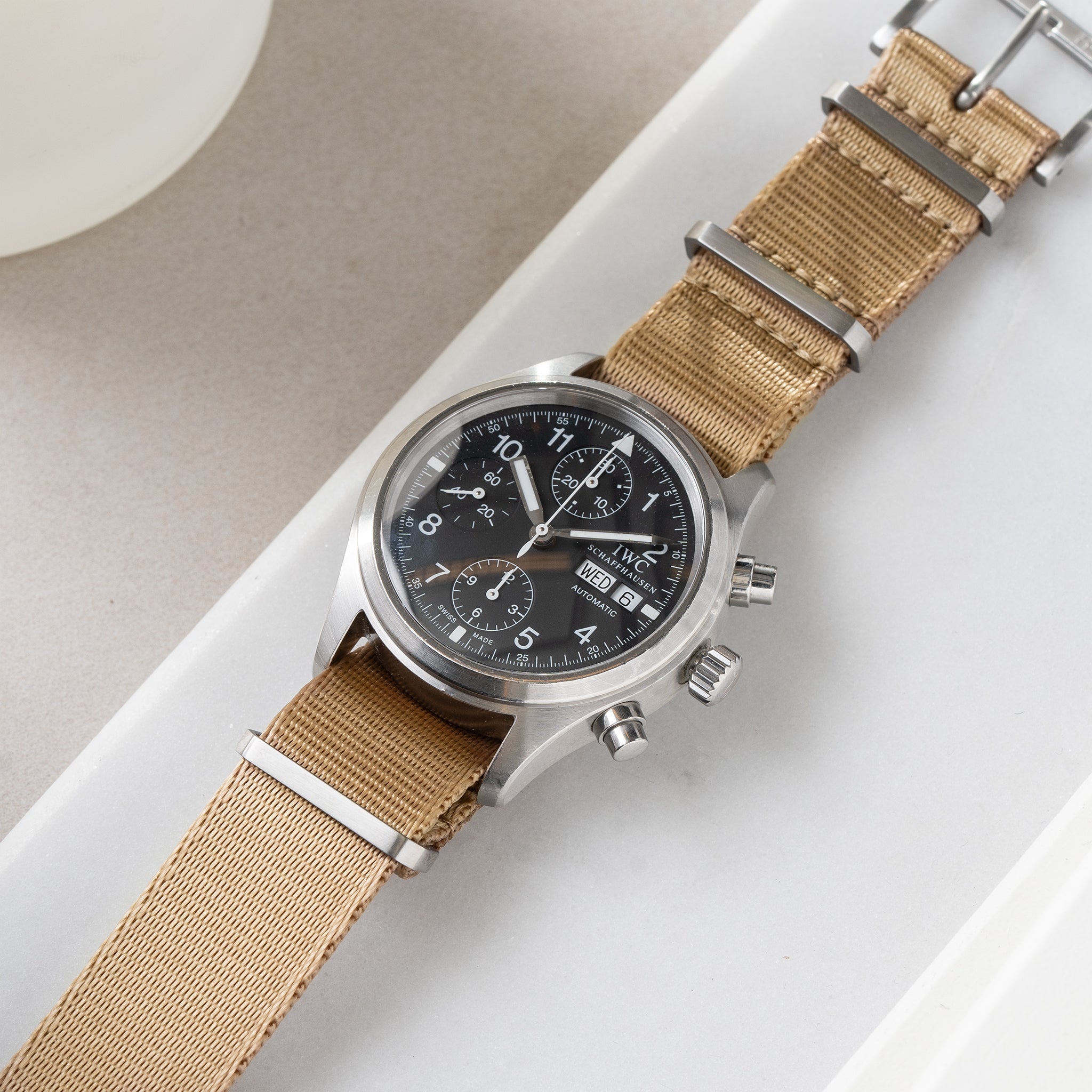 Uhrenarmband für IWC Flieger Chronograph - Nylon Single Pass Coyote Brown (20mm)