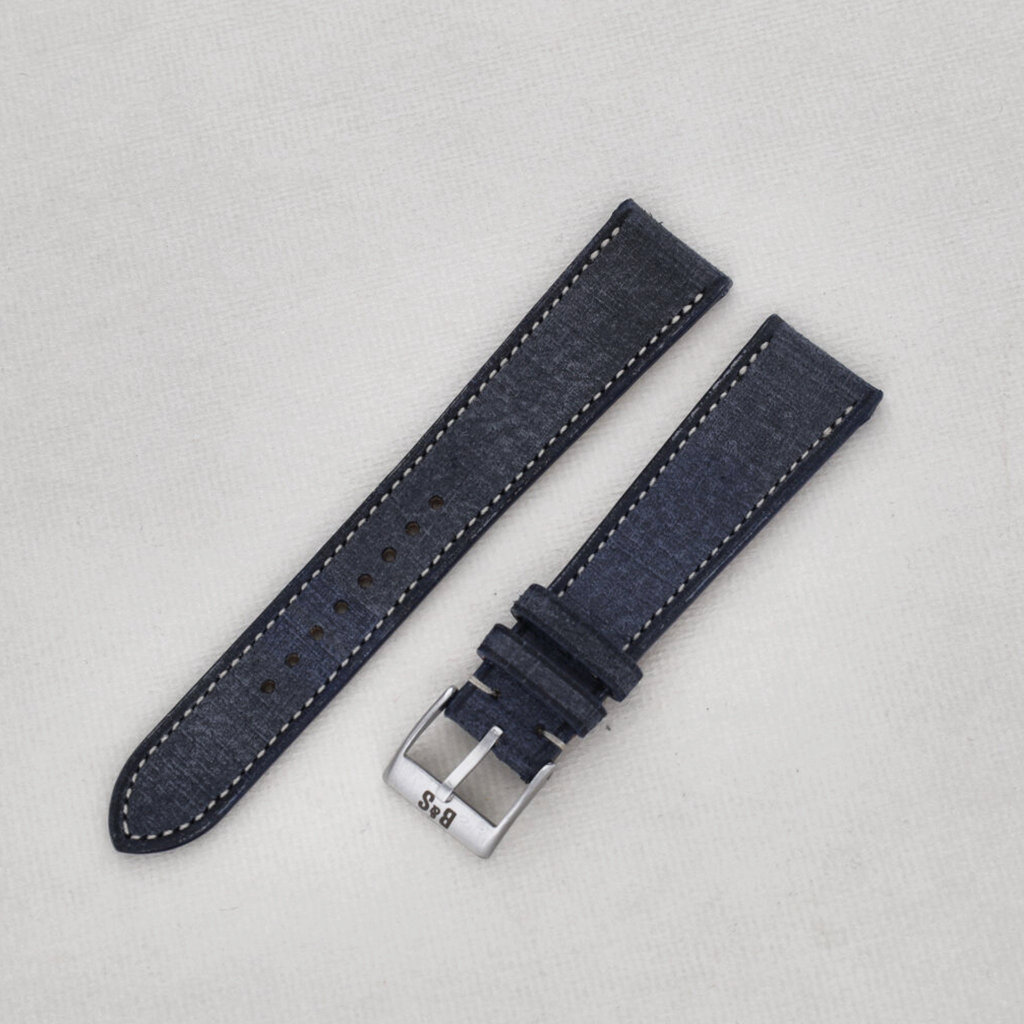 Sample Sale - Linen Leather Watch Strap - Denim Blue - 20mm