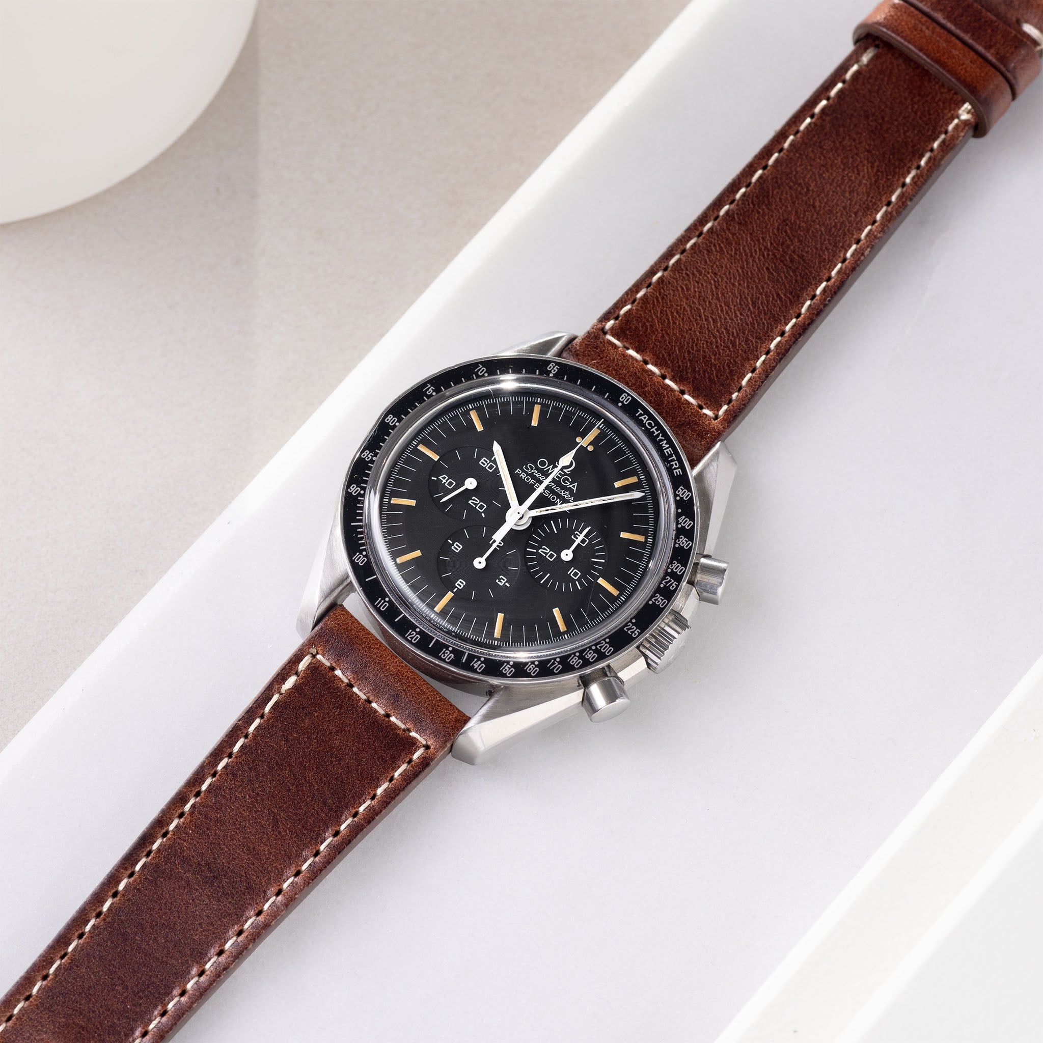 Uhrenarmband für Omega Speedmaster Professional - Siena Brown Boxed Stitch