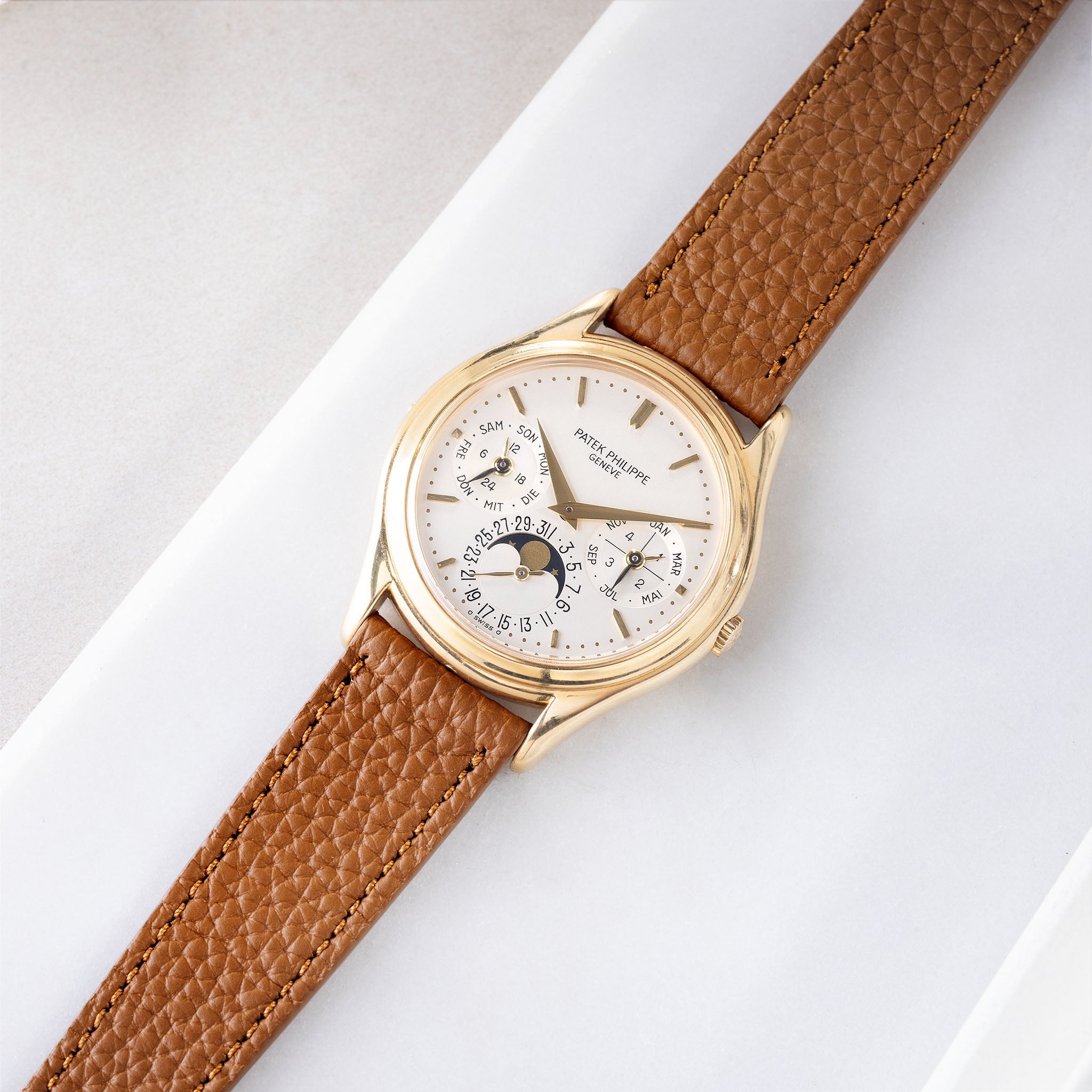 Strap for Patek Philippe 3940 Perpetual - Cognac Brown Grana Leather Strap