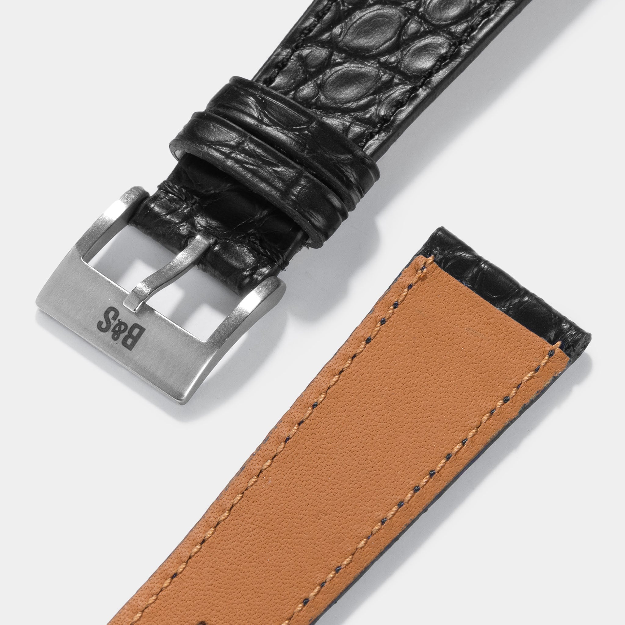 Black Alligator Leather Watch Strap