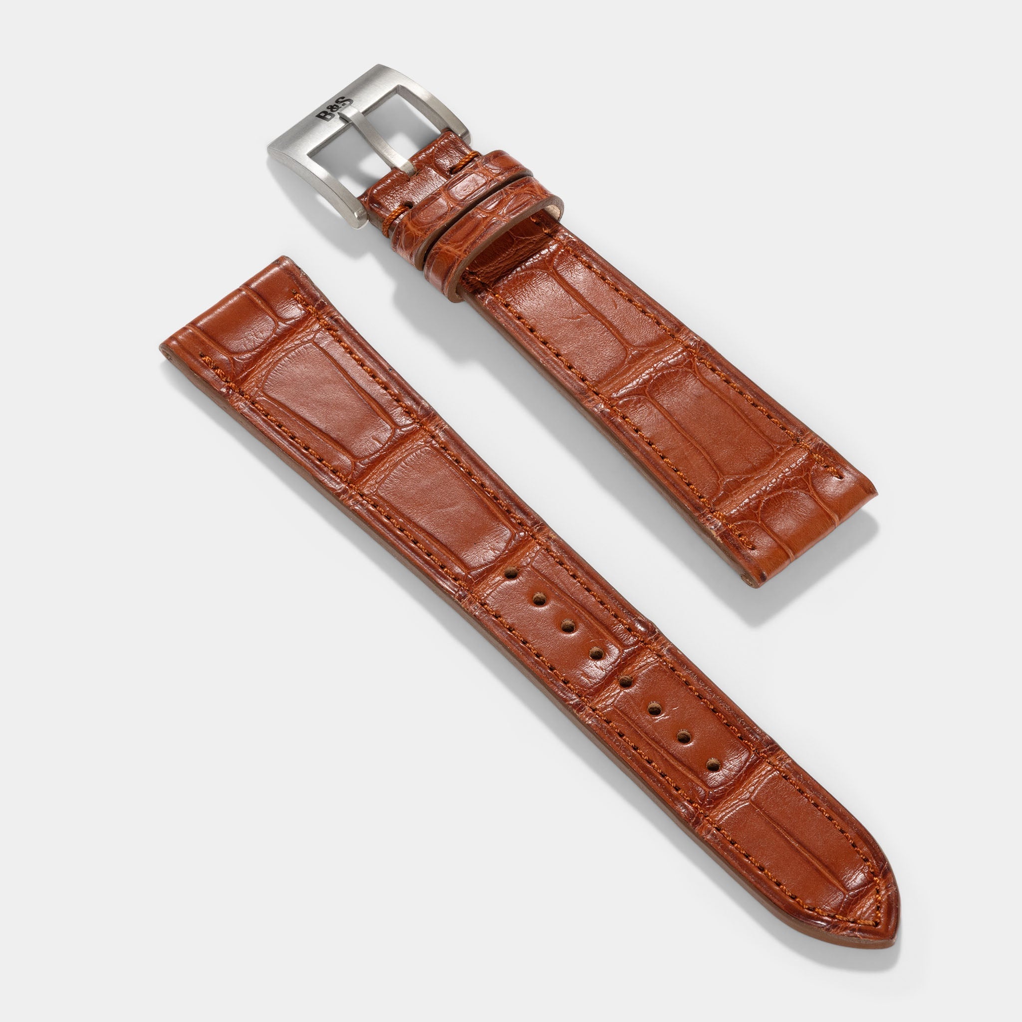 Premium Alligator Cognac Leather Watch Strap