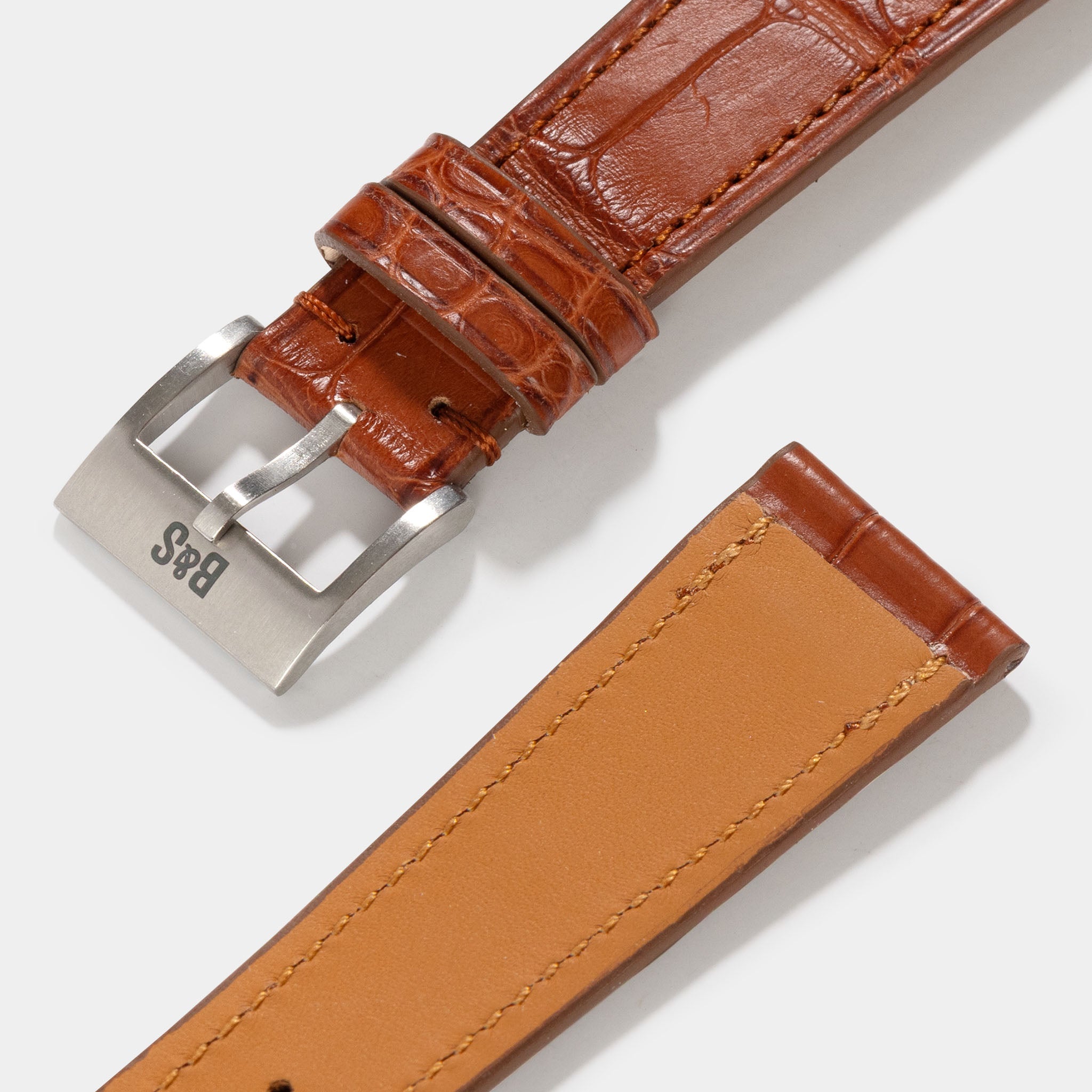 Premium Alligator Cognac Leather Watch Strap