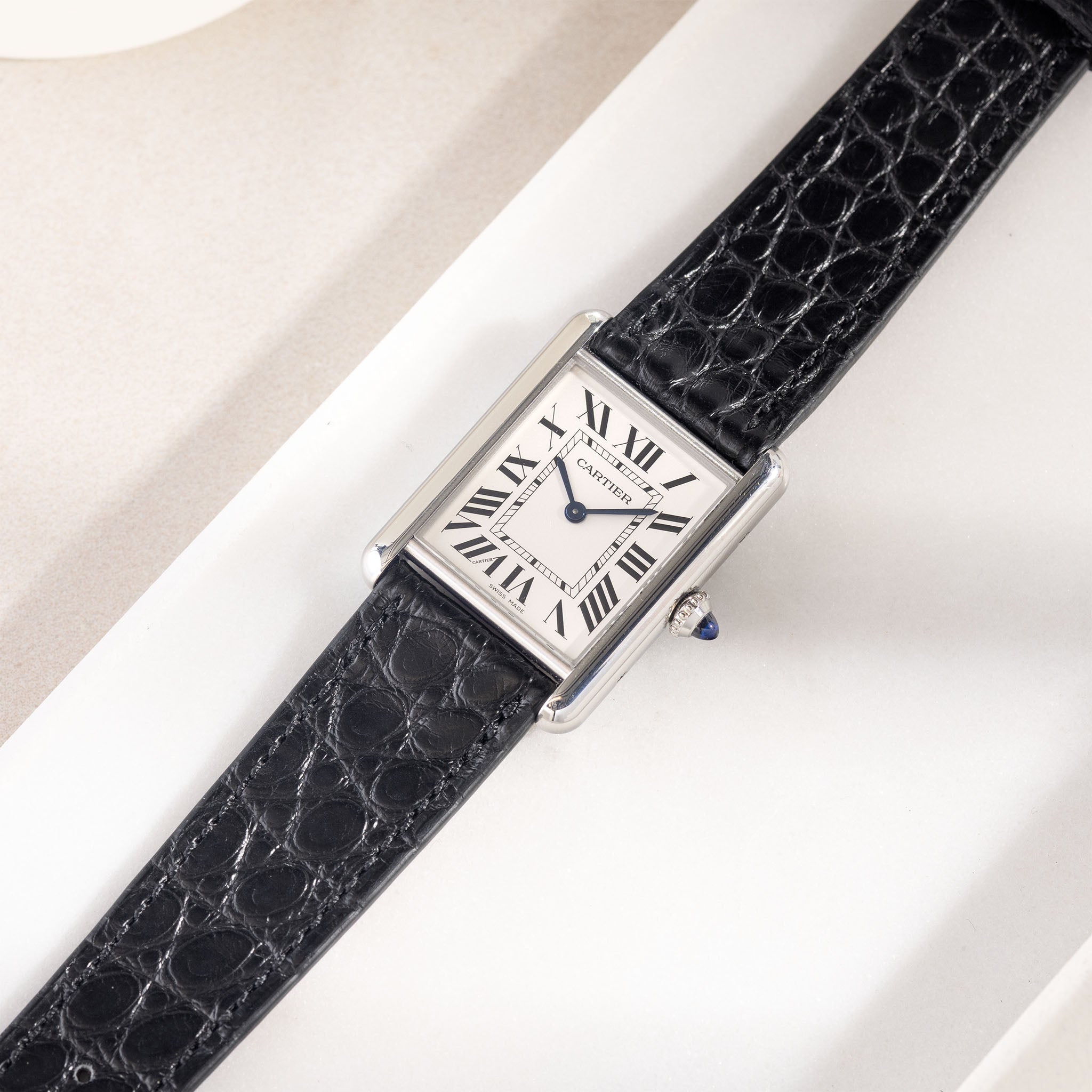 Black Alligator Leather Watch Strap