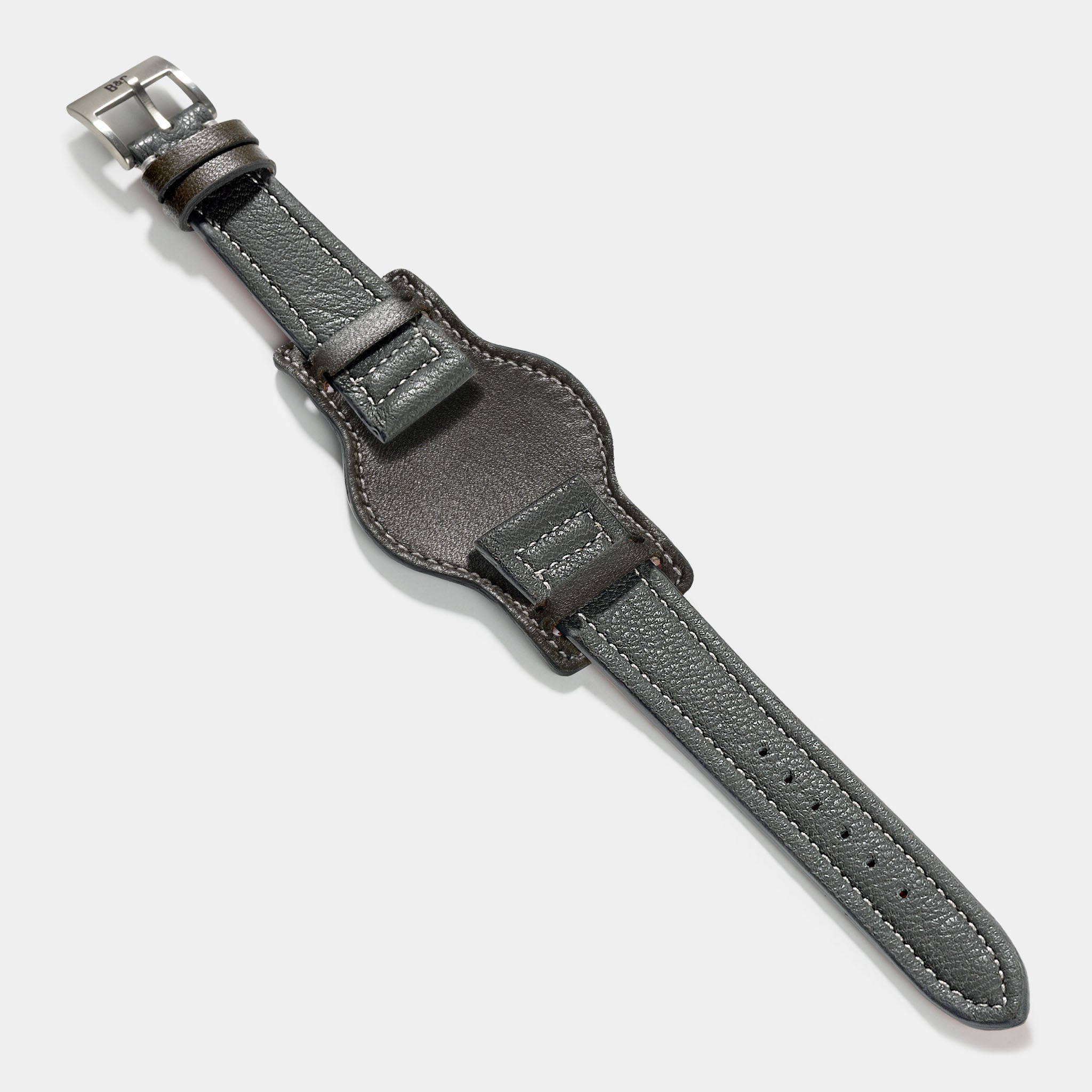 The Falco Bund Strap - Pilot Boxed - Padded Grey Goat Skin