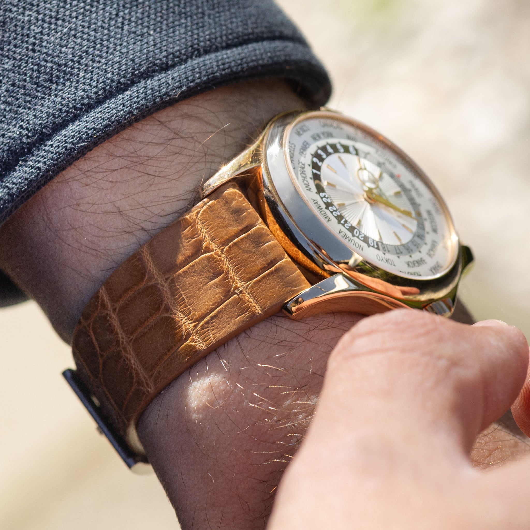 Honey Double Sided Alligator Watch Strap - Classic Dress