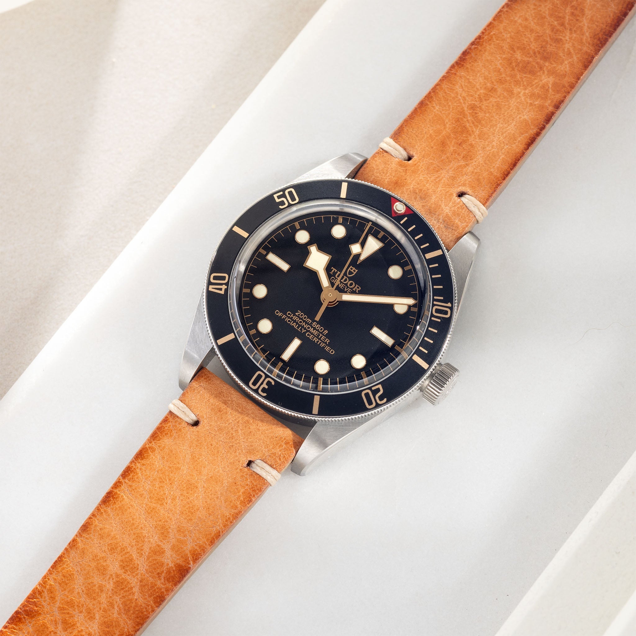 Natural Grain Caramel Brown Leather Watch Strap Tudor black bay 58