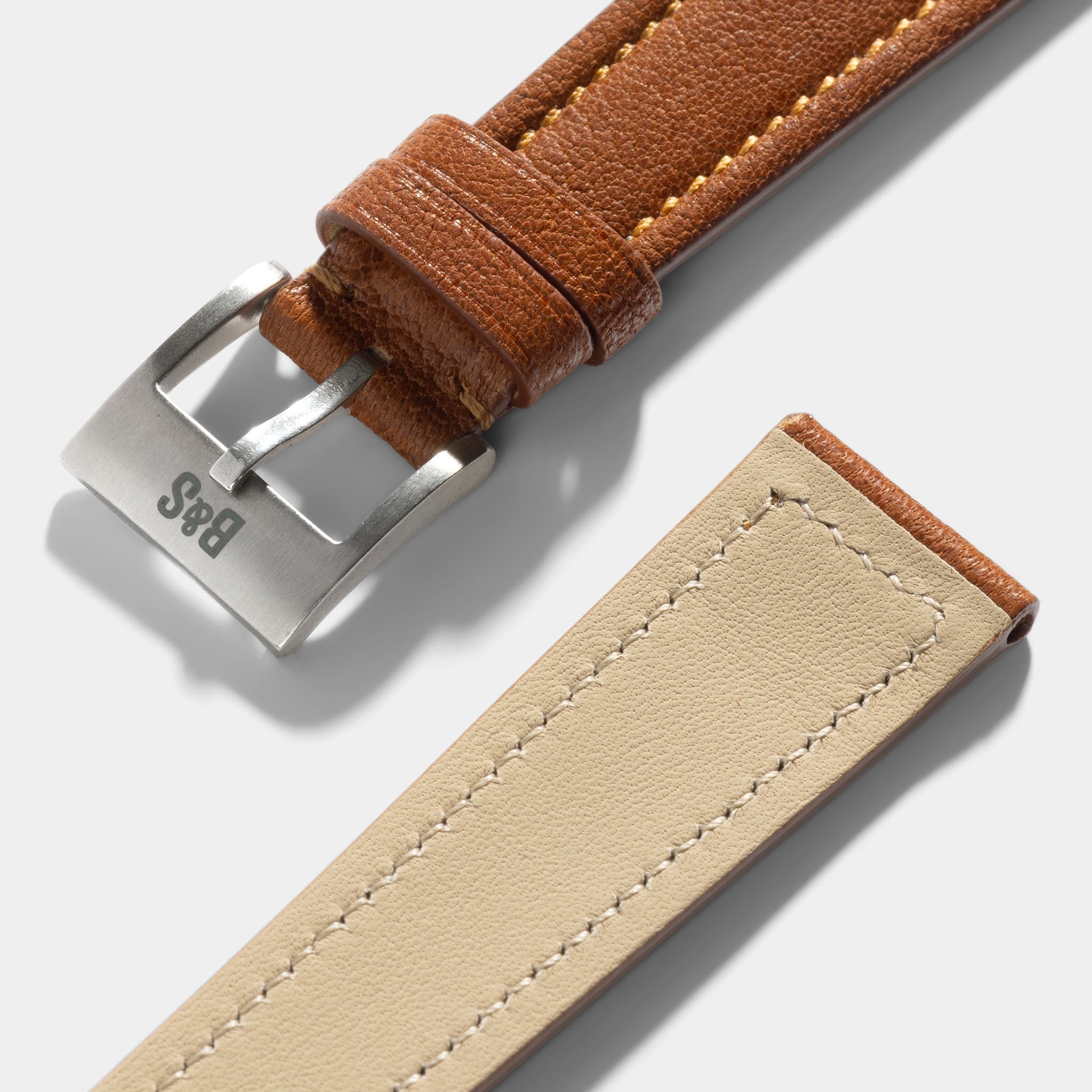 Amber Brown Sculptured Smooth Calfskin Watch Strap – Retro Dress