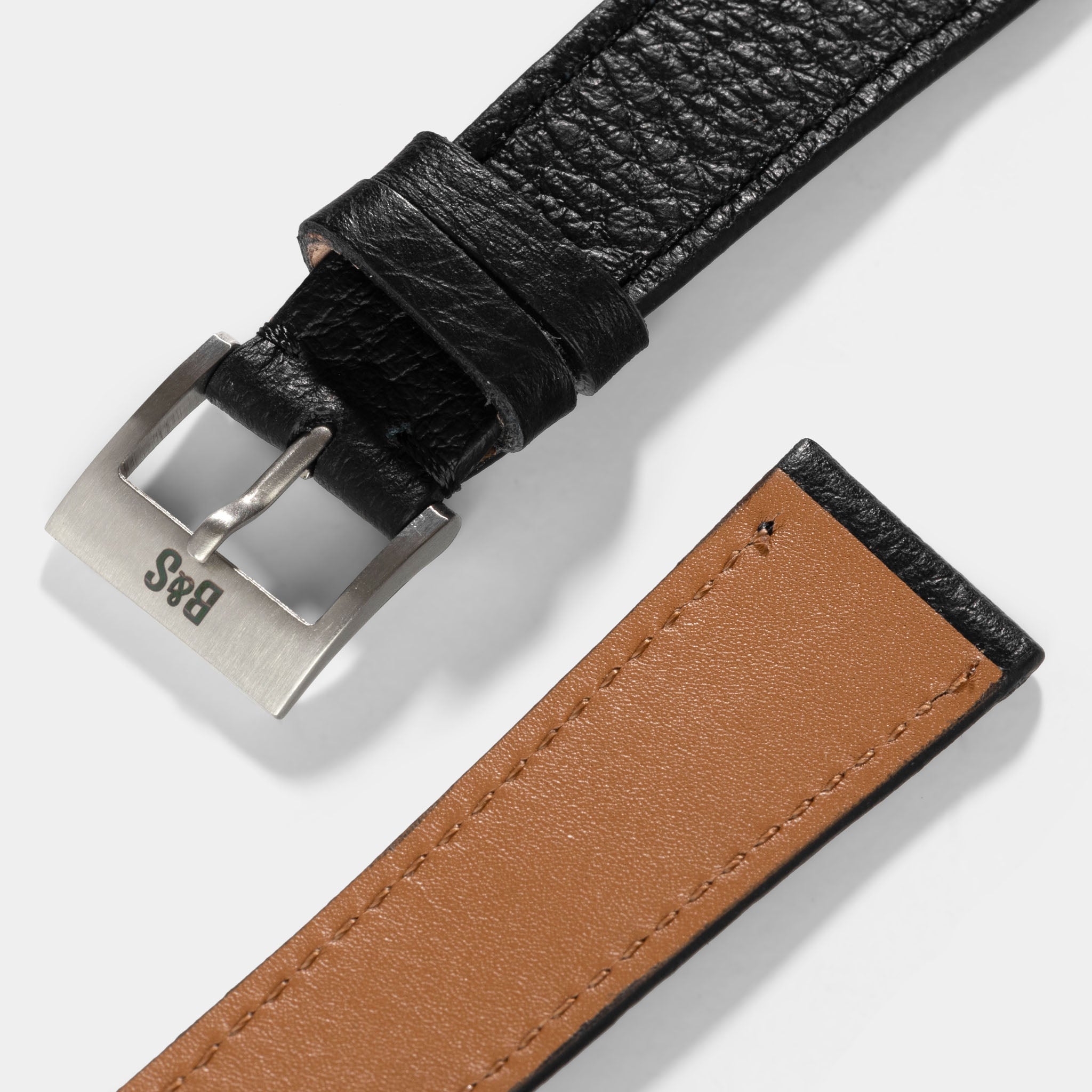 Rich Black Leather Bund Strap