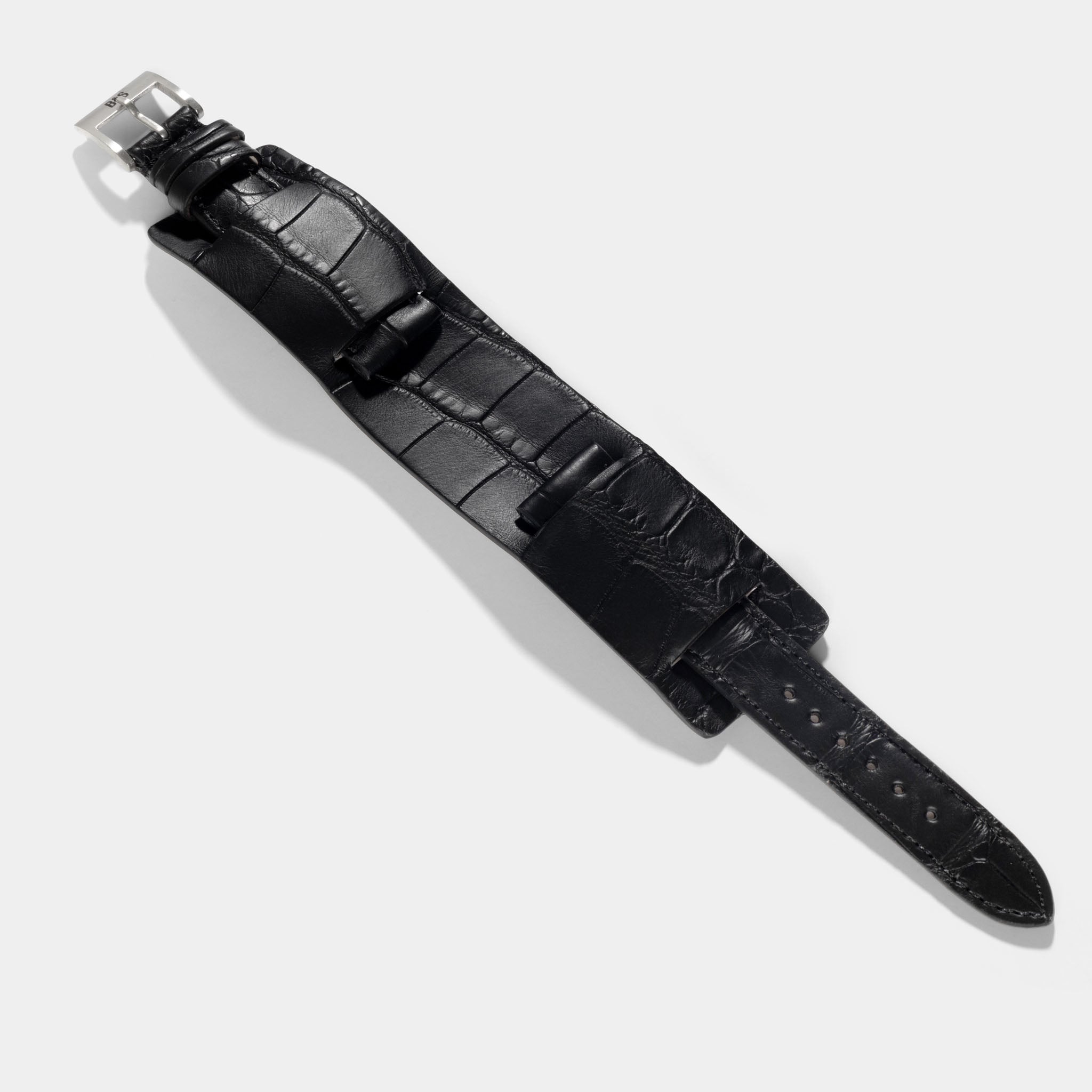 Black Croco Leather Bund Strap