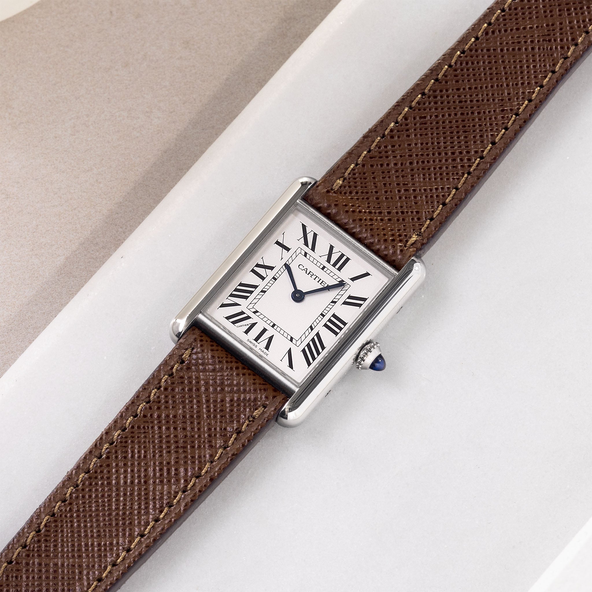 Uhrenarmband für Cartier Tank Must (2021-2024) - The Saffiano Brown