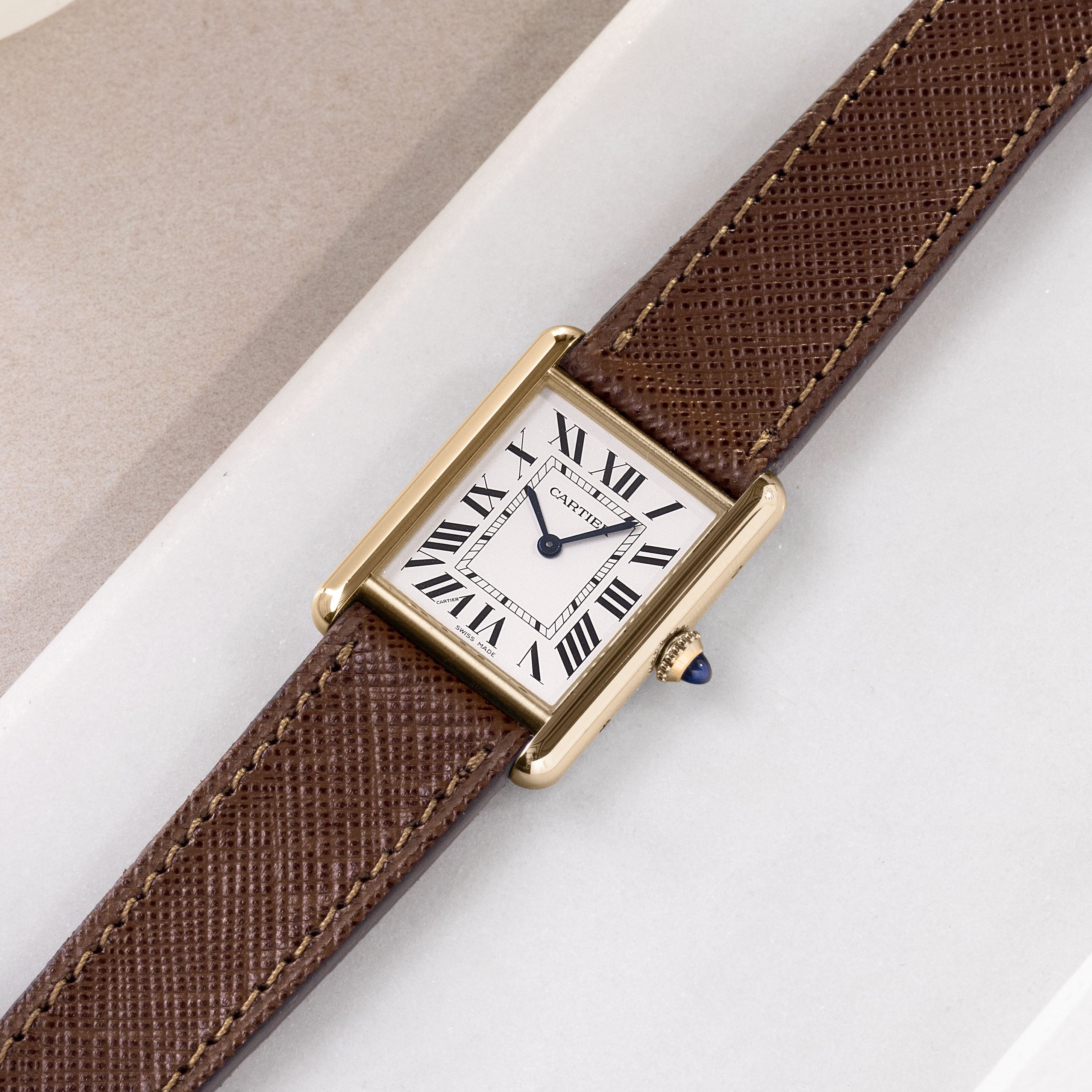 Uhrenarmband für Cartier Tank Louis (2021-2024) - The Saffiano Brown