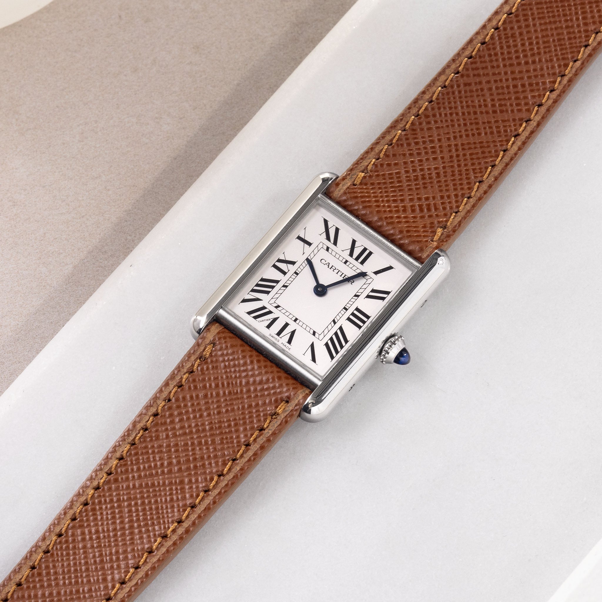 Uhrenarmband für Cartier Tank Must (2021-2024) - The Saffiano Cognac