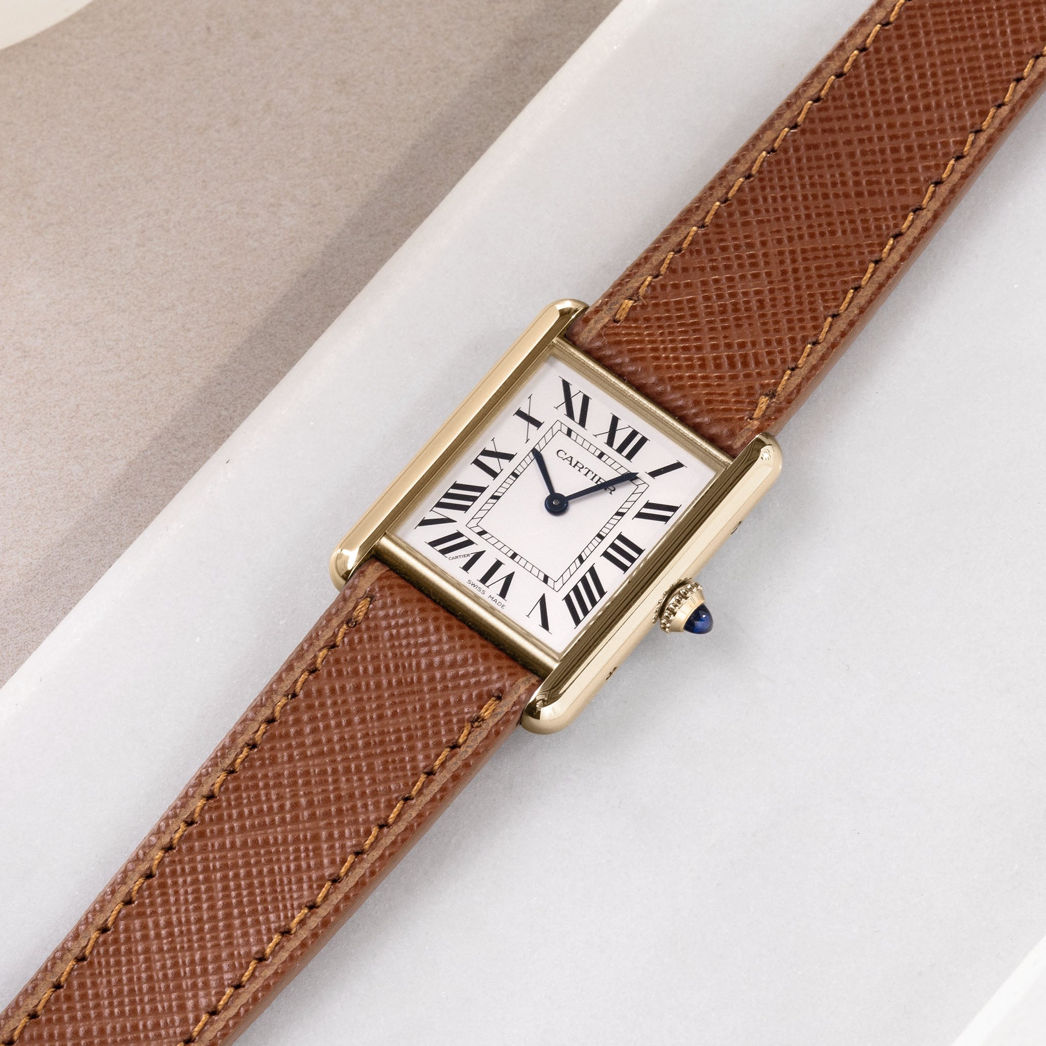Uhrenarmband für Cartier Tank Louis (2021-2024) - The Saffiano Cognac