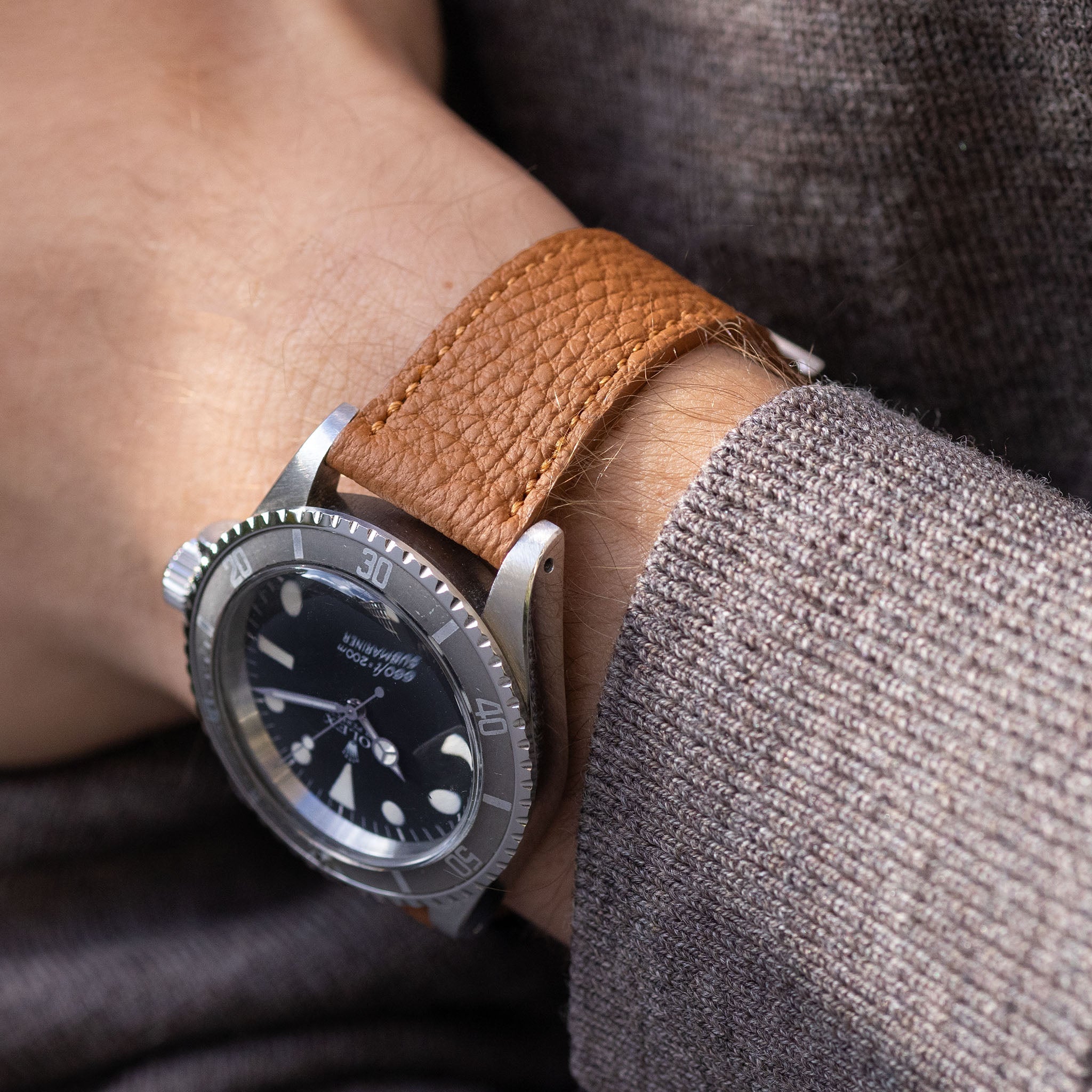 Grana Cognac Brown Tonal Leather Watch Strap