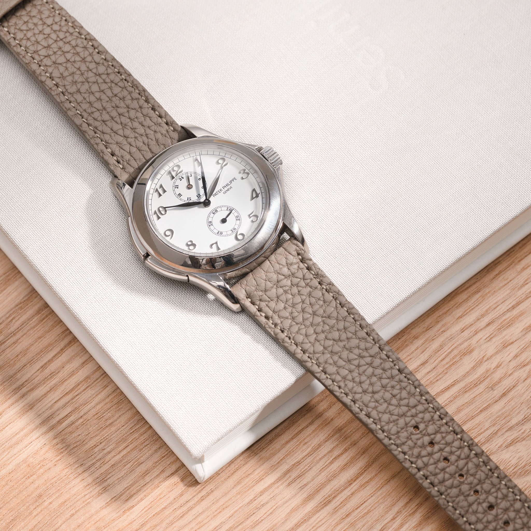 Grana Taupe Grey Tonal Leather Watch Strap