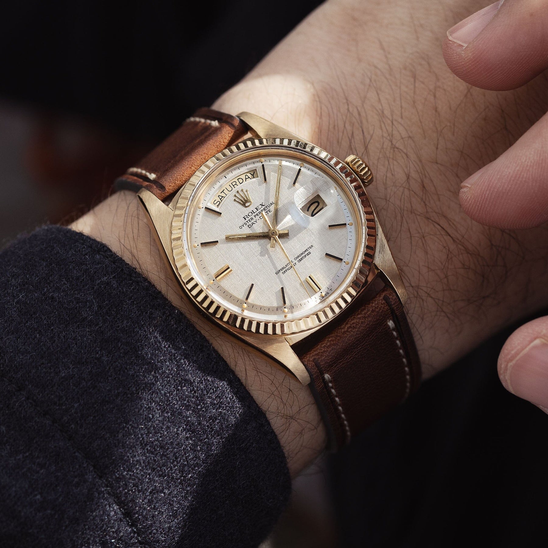 Strap for Rolex Day Date - Siena Brown Retro Leather