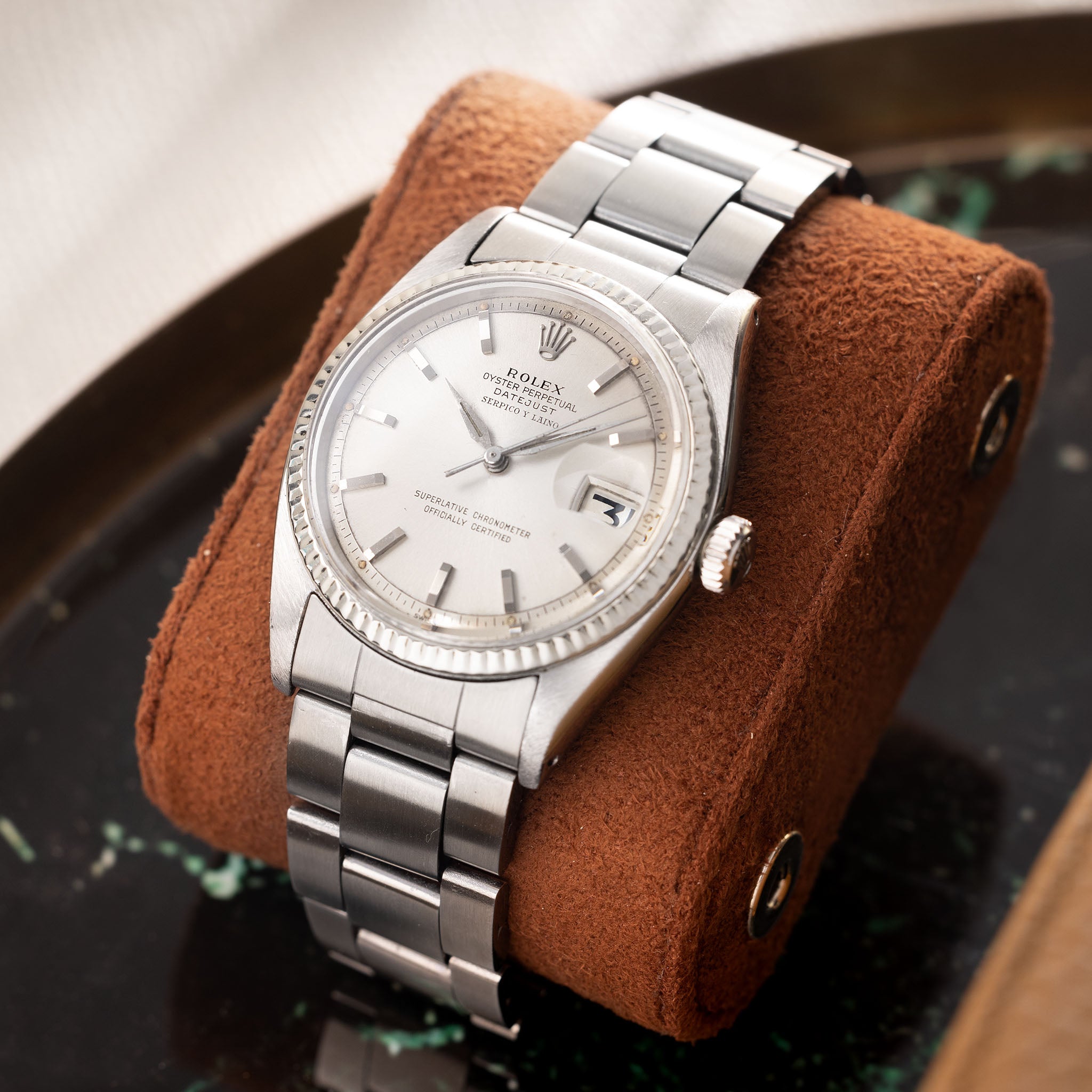 Rolex Datejust 1601 silver soleil Zifferblatt Serpico y Laino