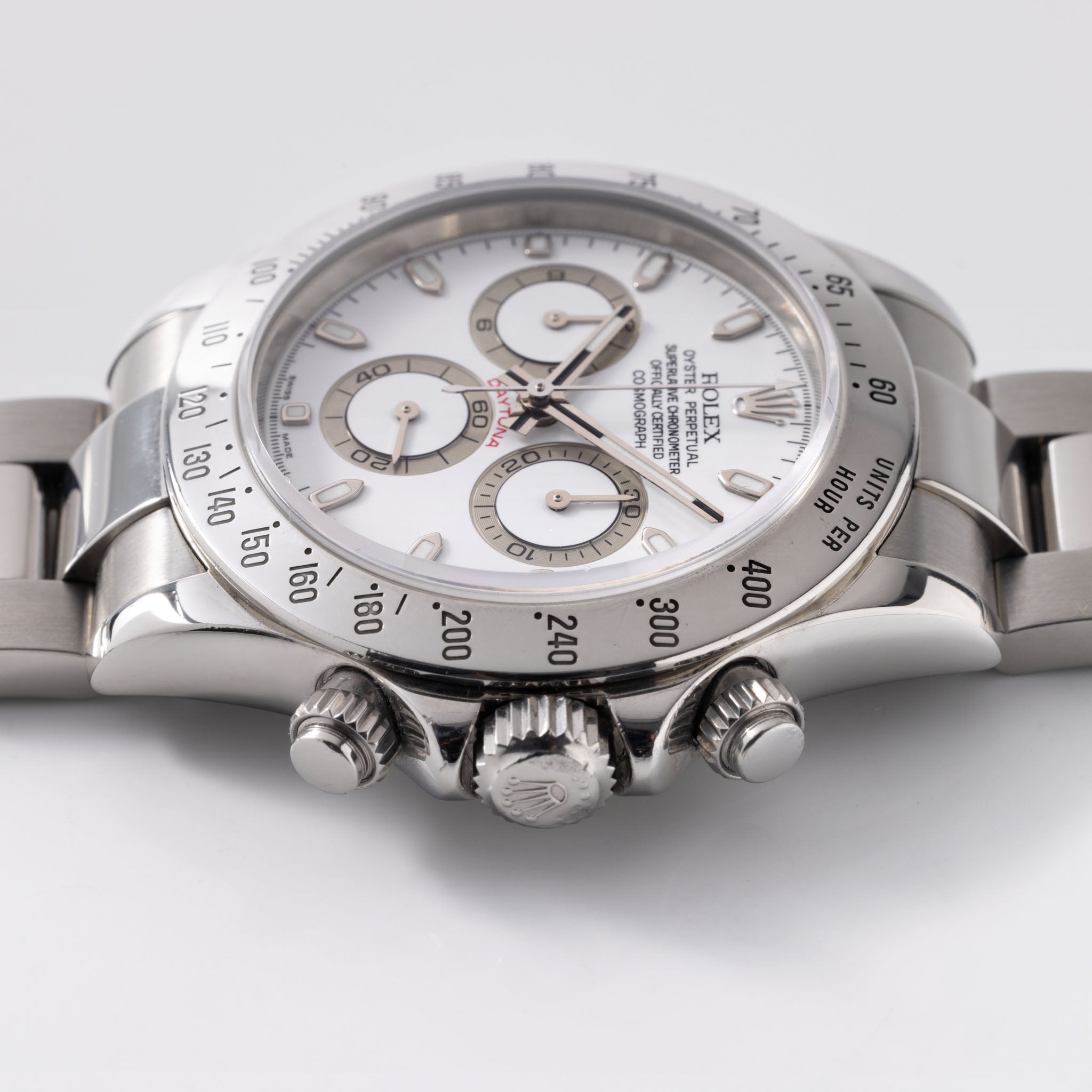 Rolex Cosmograph Daytona 116520 Weißes Zifferblatt mit Box und Papiere