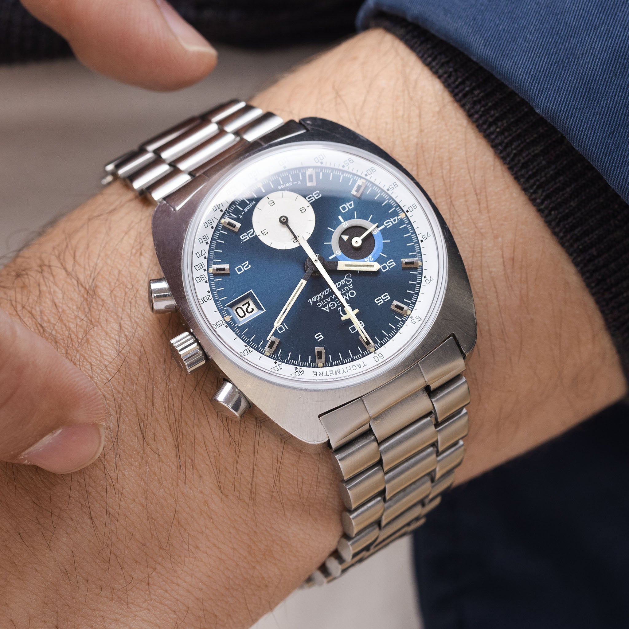 Omega Seamaster 176.007 chronograph blaues Zifferblatt